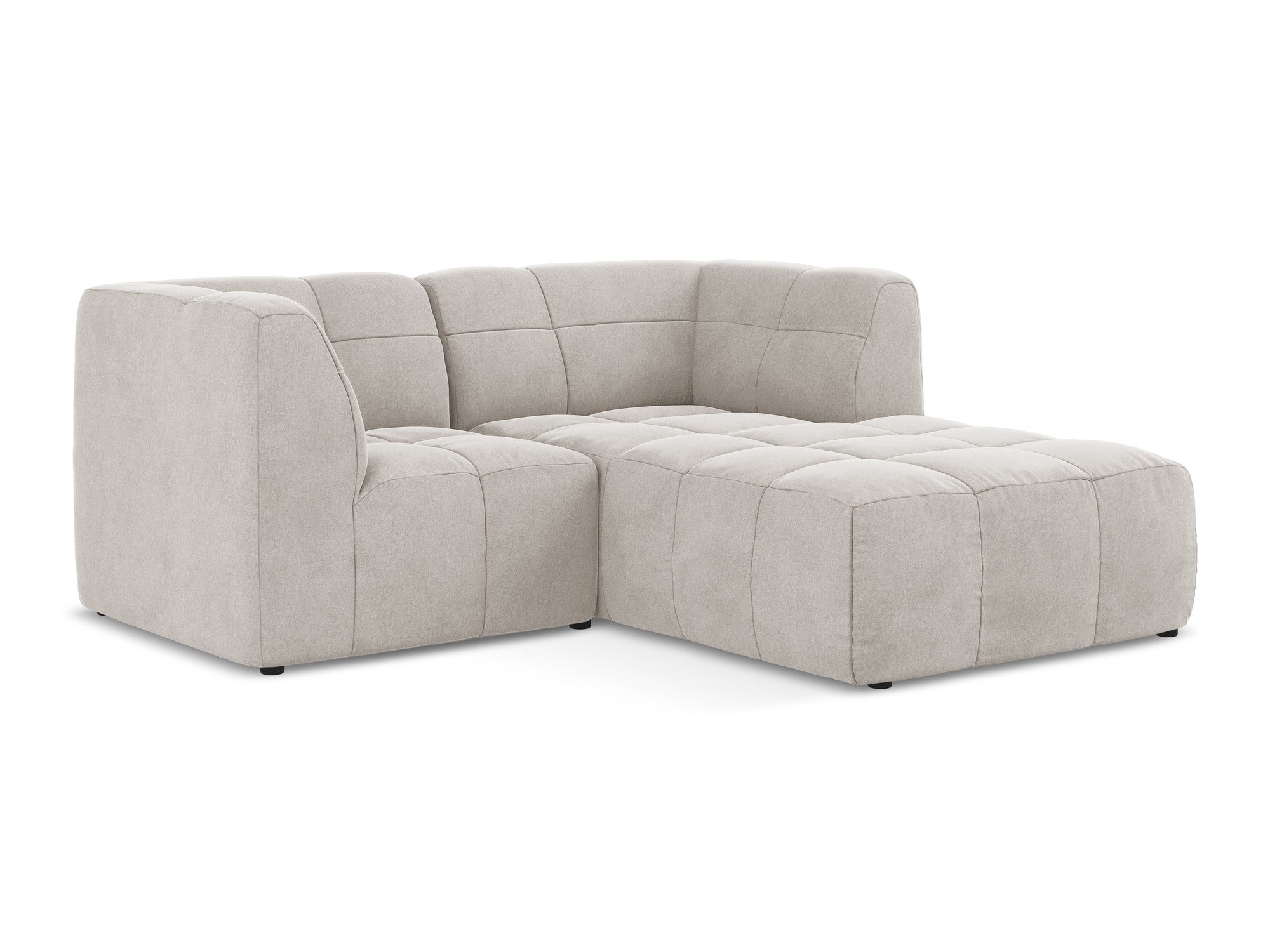 Modularer Samt-Ecksofa rechtsseitig für 2 Personen ALOHA hellbeige