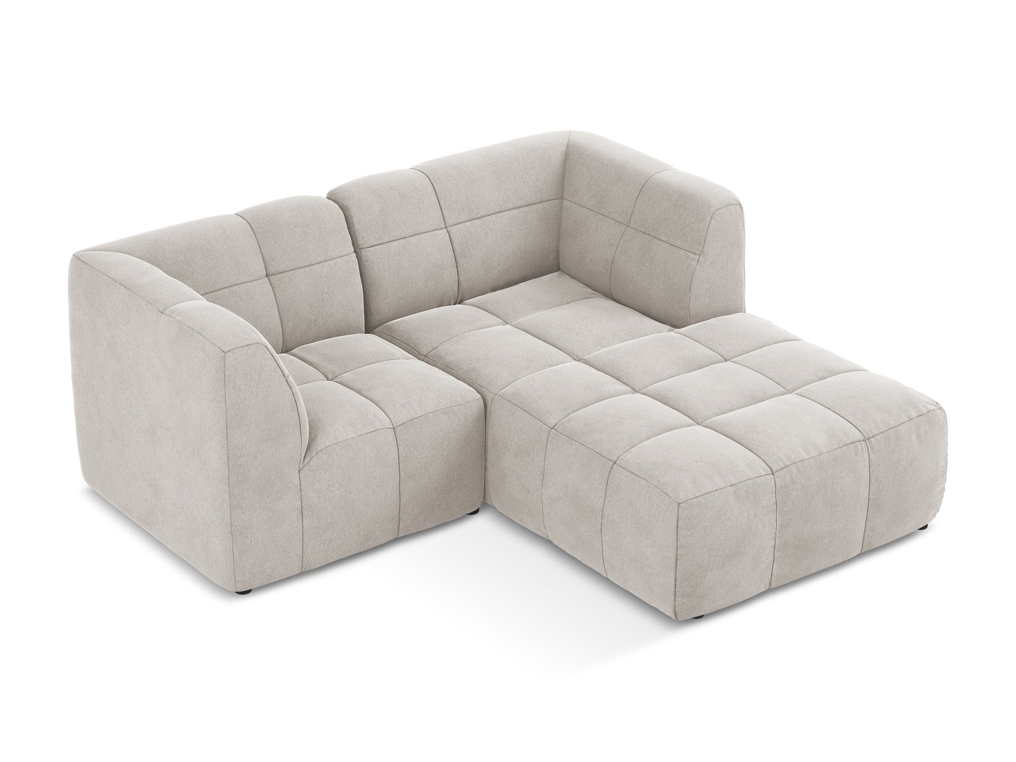 Modularer Samt-Ecksofa rechtsseitig für 2 Personen ALOHA hellbeige