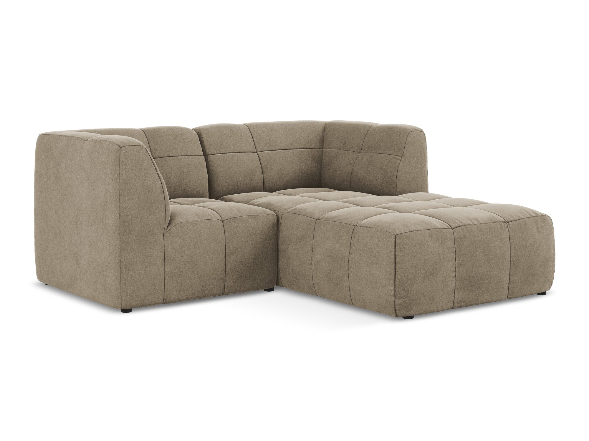 Beige Right-Handed Velvet Modular Sofa for Two ALOHA