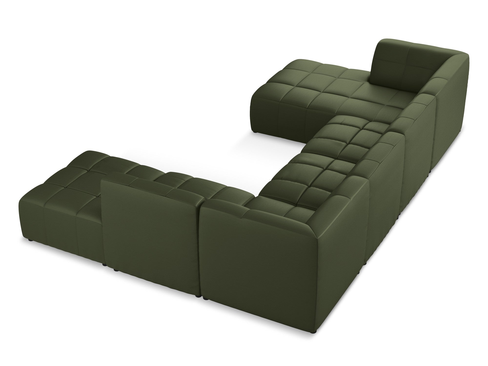 Modularer Panoramawinkelsofa ALOHA aus dunkelgrünem Kunstleder