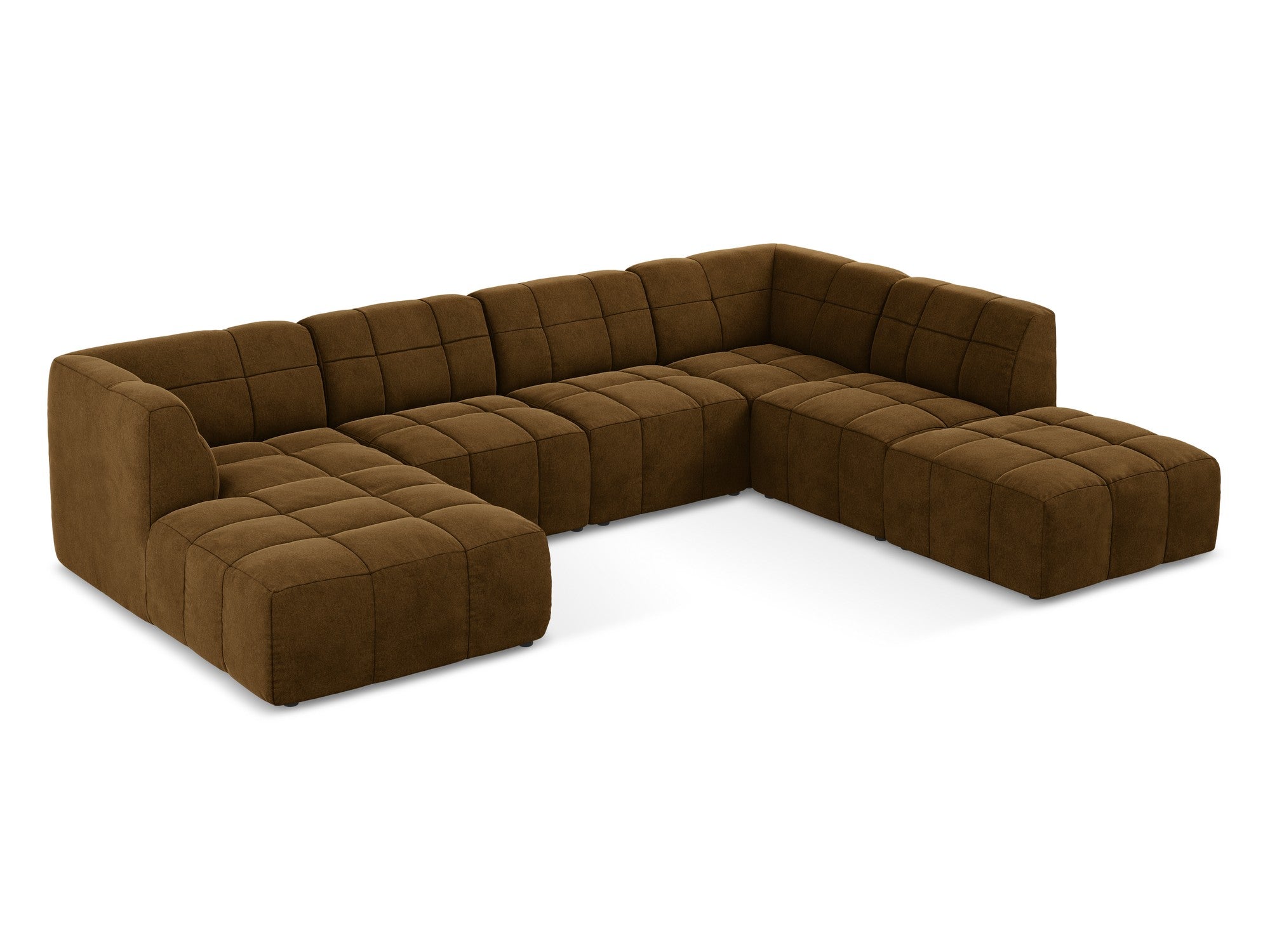 Modularer samtiger Panoramacouch ALOHA in Senfgelb