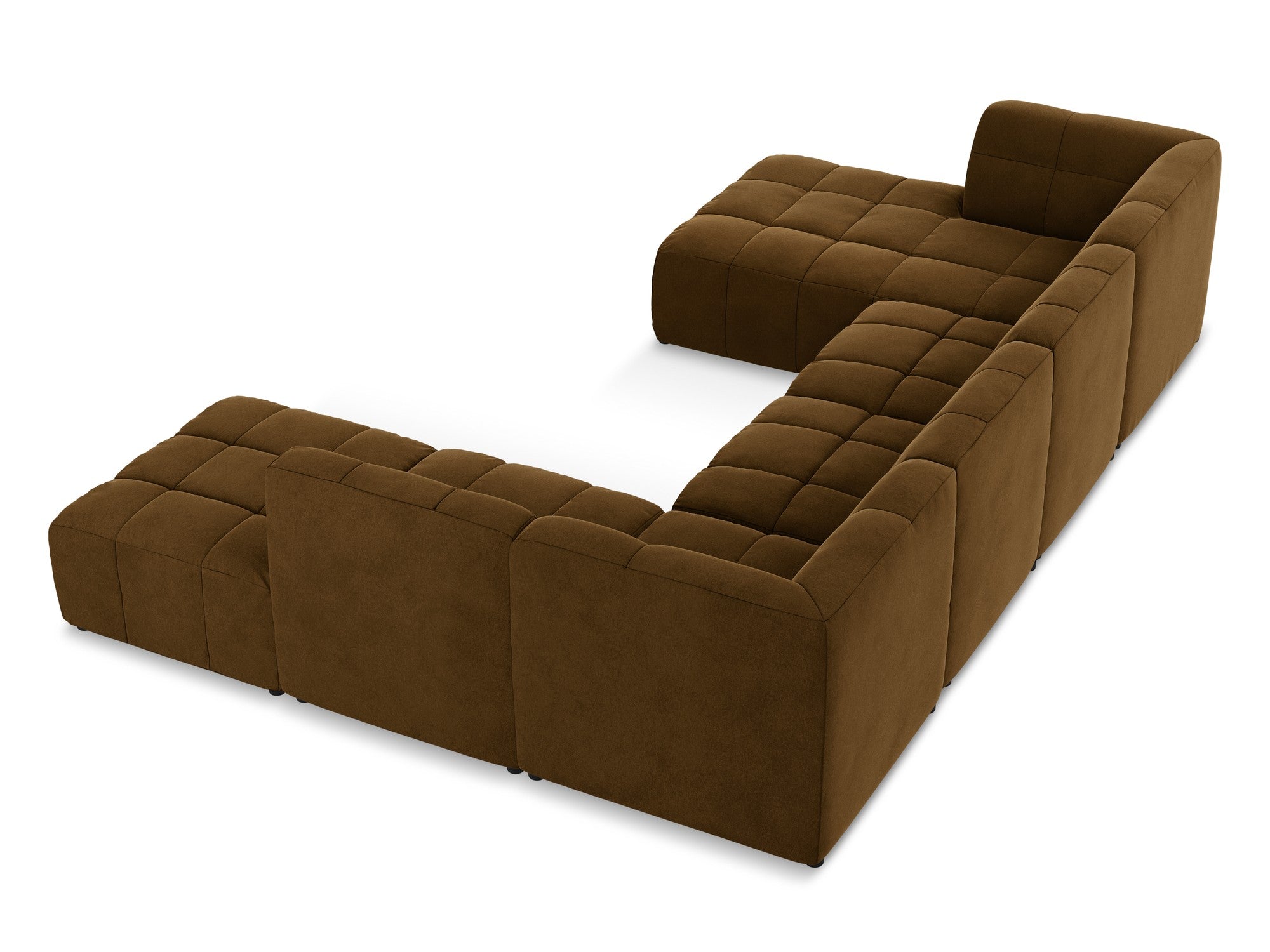 Modularer samtiger Panoramacouch ALOHA in Senfgelb