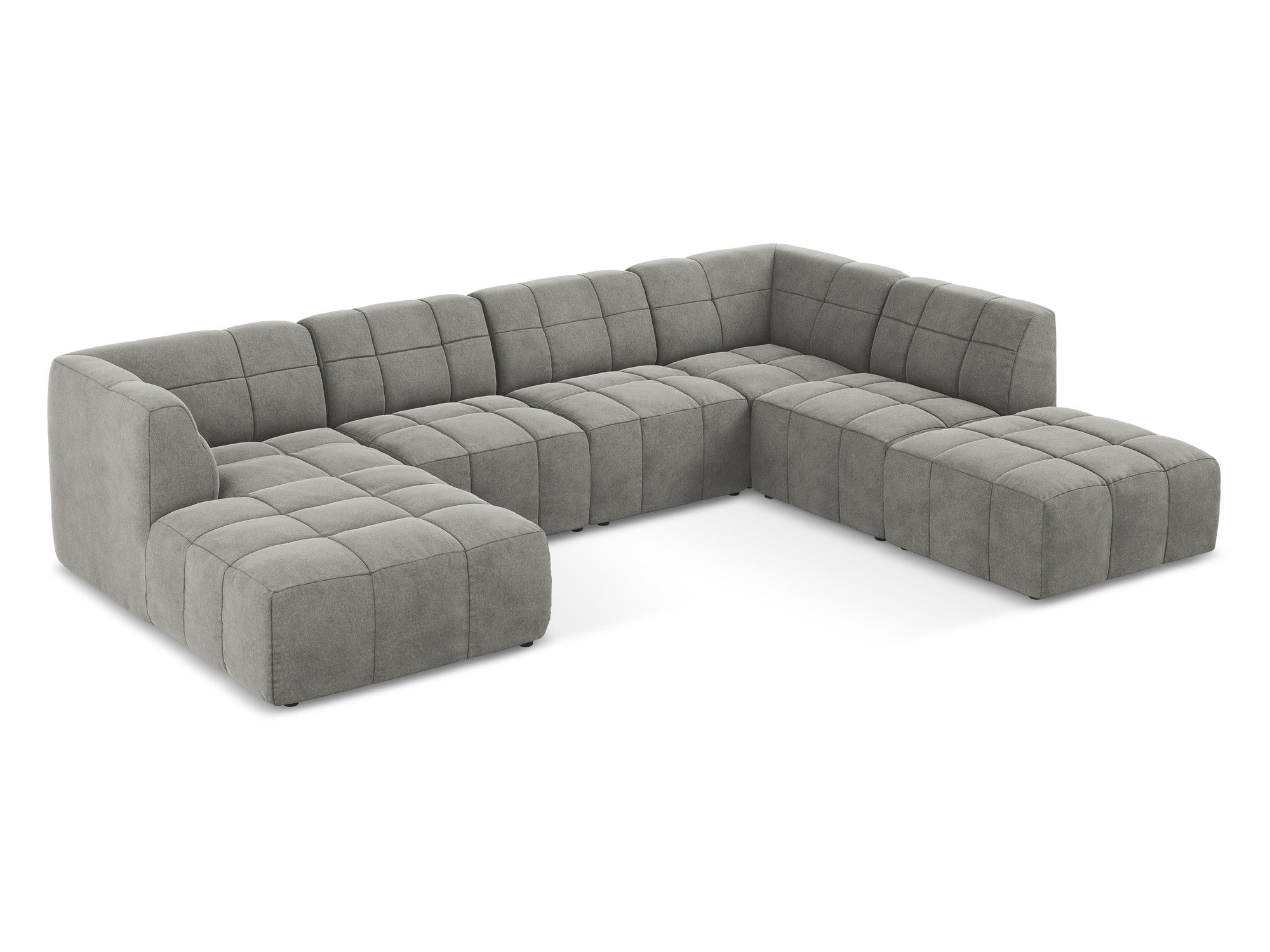 Gray modular panoramic velvet corner sofa ALOHA