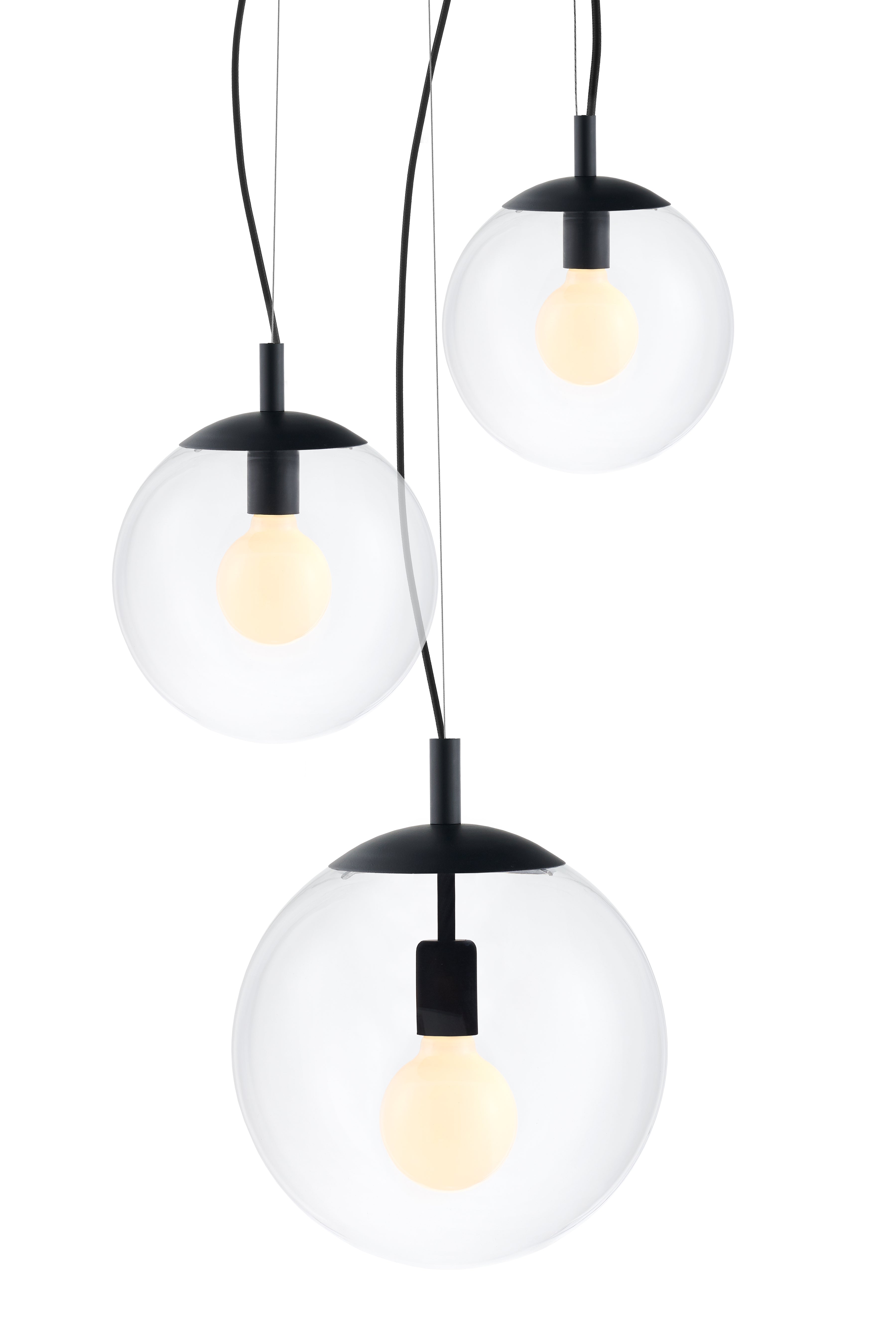 Deckenlampe ALUR 2 transparentes Glas mit schwarzer Oberfläche