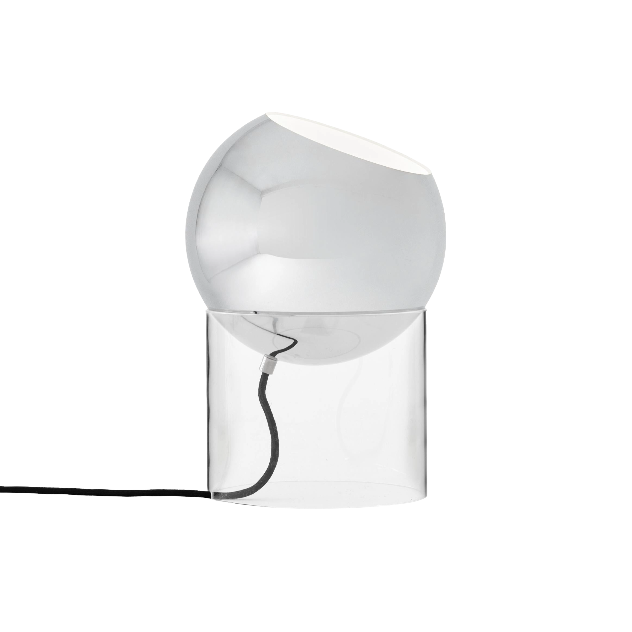 Tischlampe TOPAN VP13 mit verchromtem Schirm und transparenter Basis