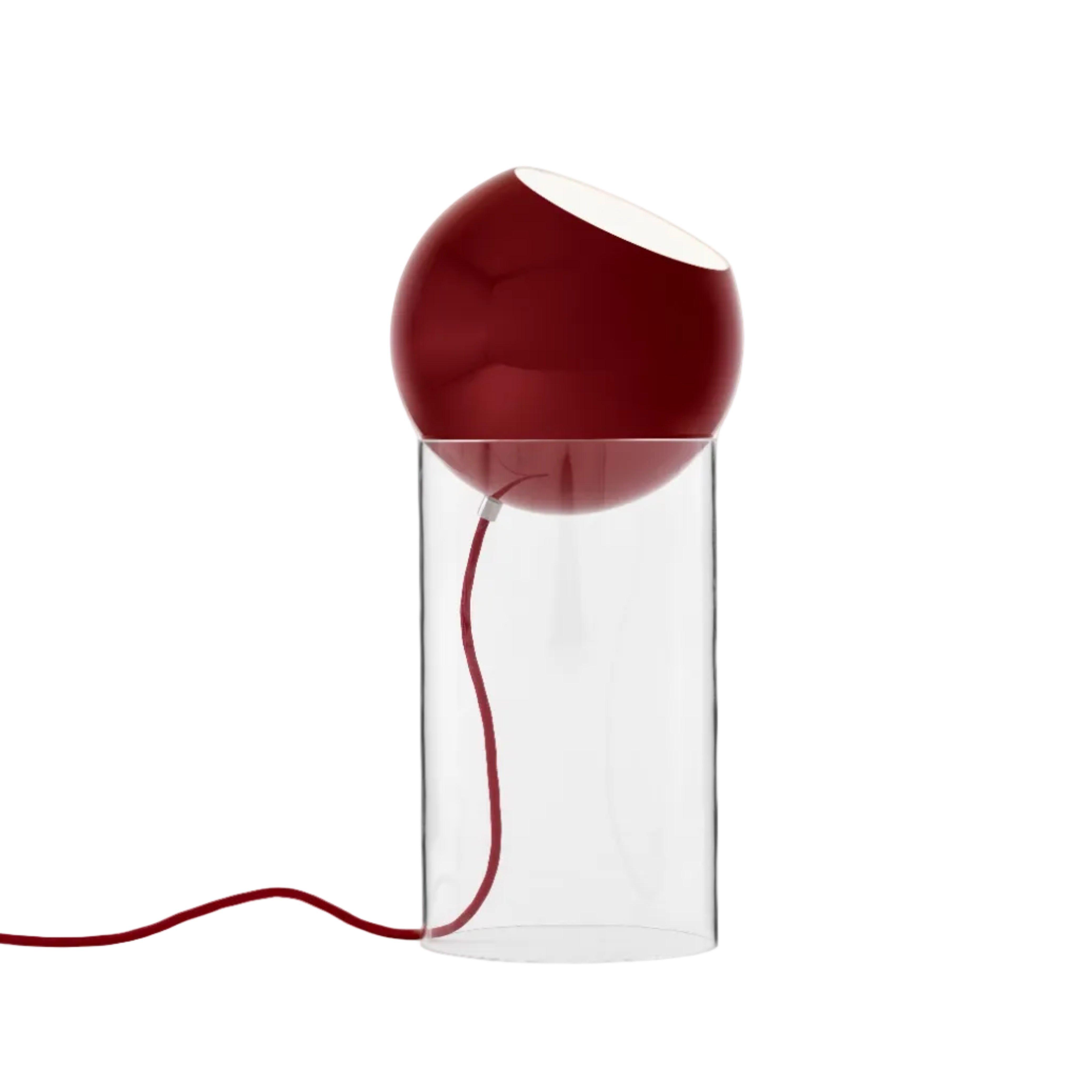 Tischlampe TOPAN mit rotem Schirm und transparenter Basis