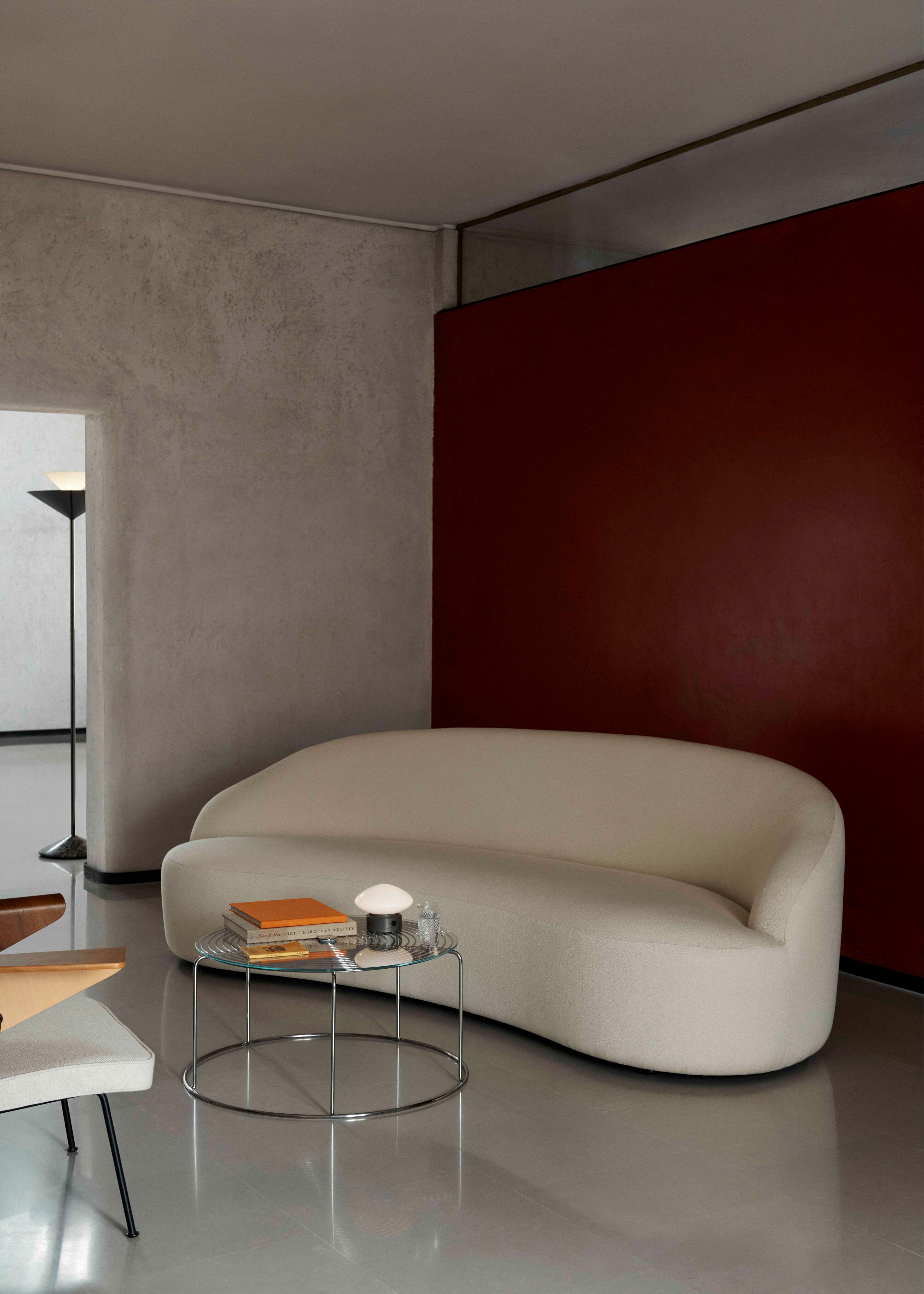 Couchtisch WIRE VP17 mit Glasplatte und polierter Stahlbasis