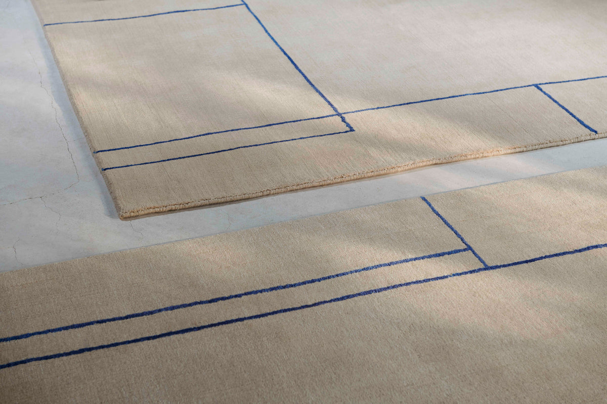 Teppich CRUISE in Sandfarbe mit Blau