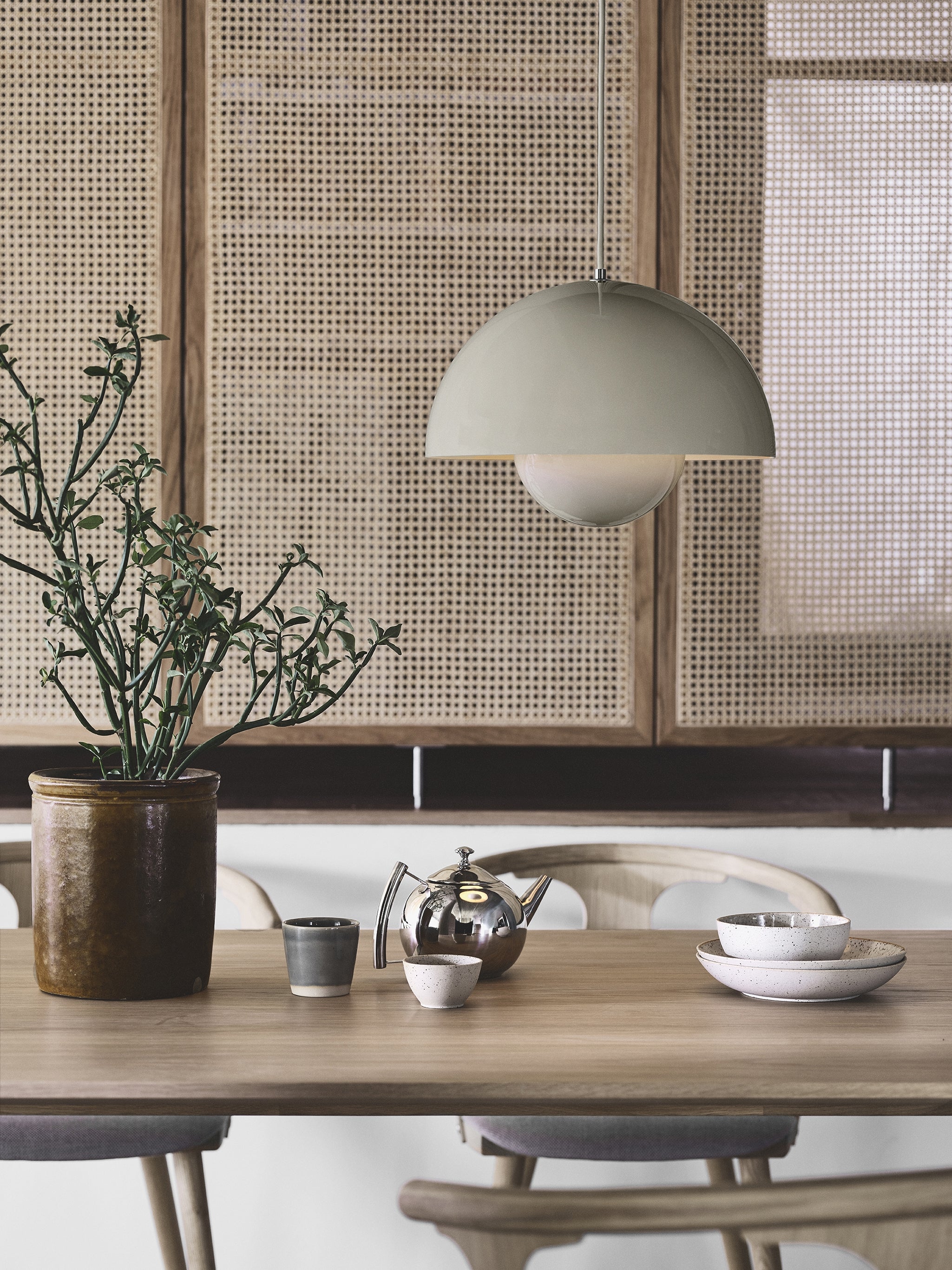 Pendelleuchte FLOWERPOT grau-beige