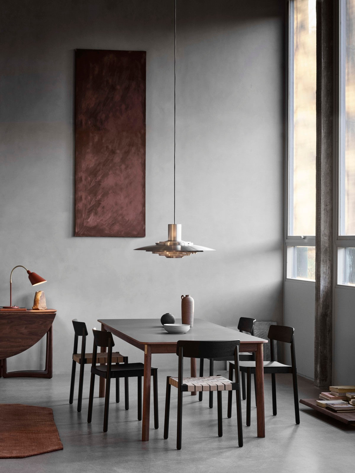 Ausziehbarer Tisch PATCH mit beigem Laminatplatte und Eichenbasis