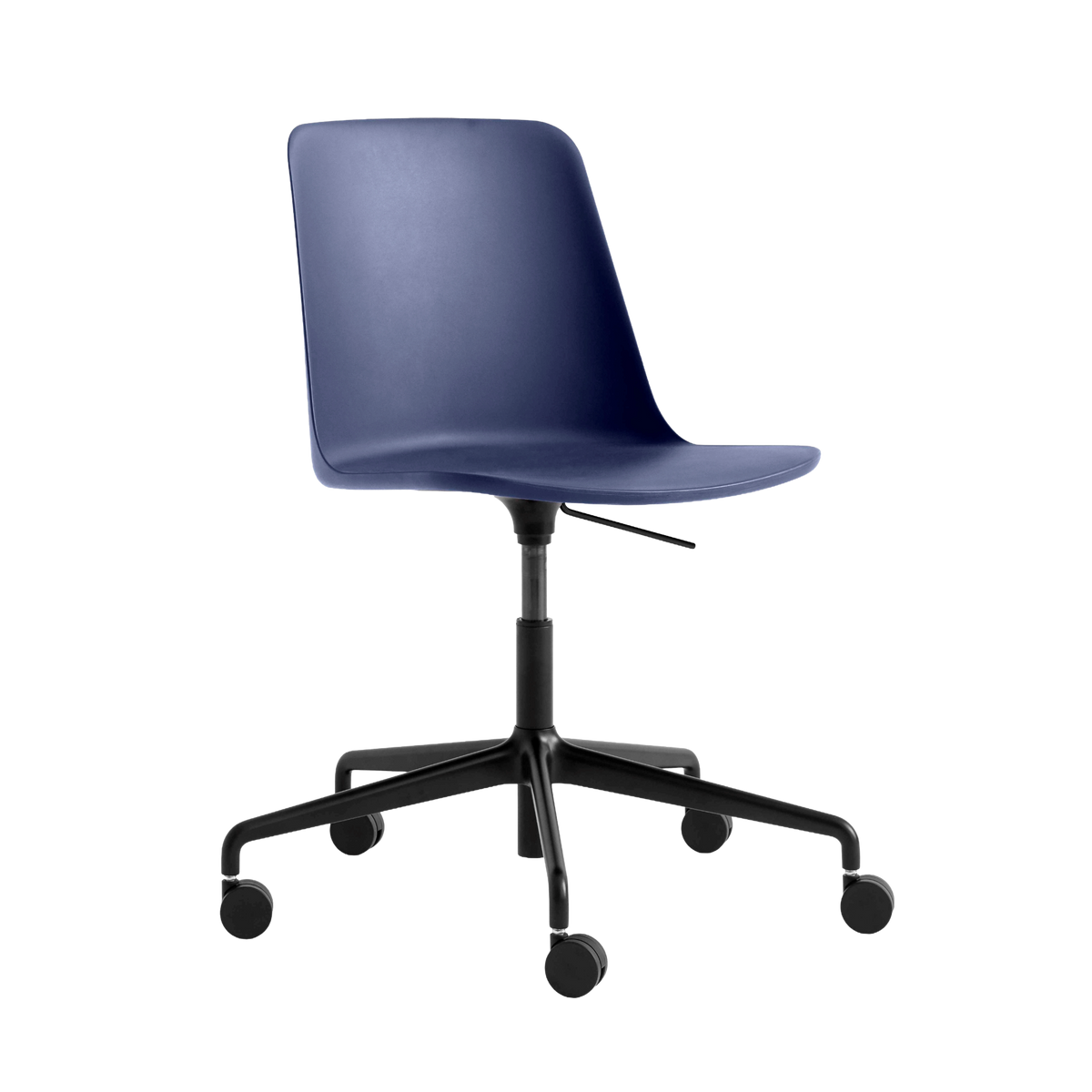 Bürostuhl RELY HW28 navy mit schwarzem Aluminiumfuß und Rollen