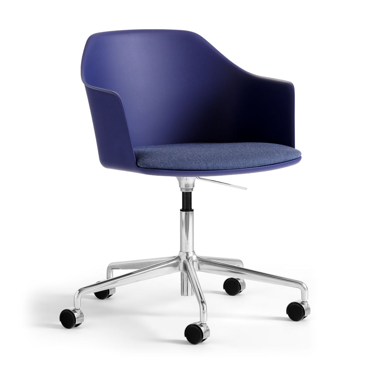 Bürostuhl RELY HW54 in Marineblau mit gepolstertem Sitz und Aluminiumgestell