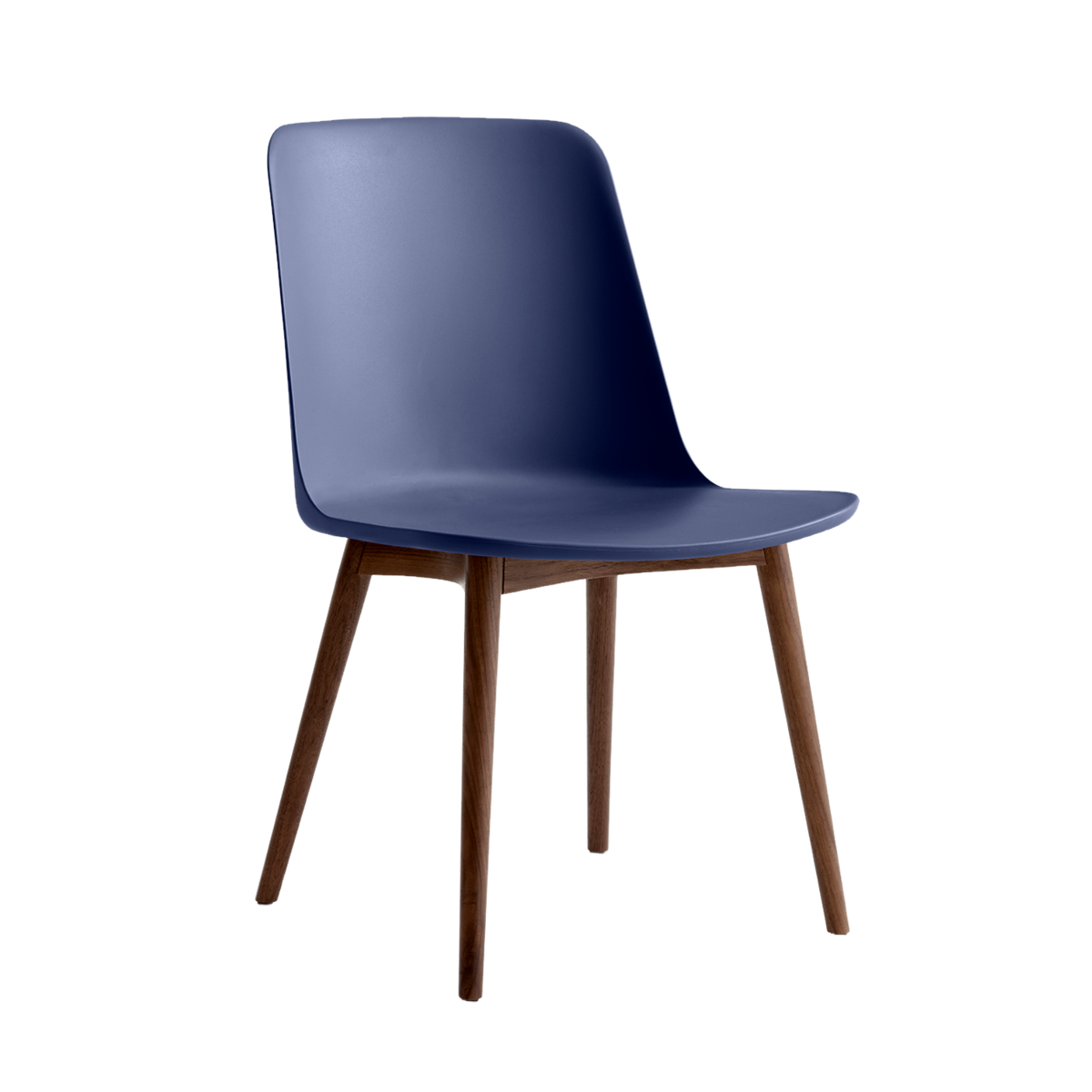 Stuhl RELY HW71 navyblau mit Nussbaumfuß