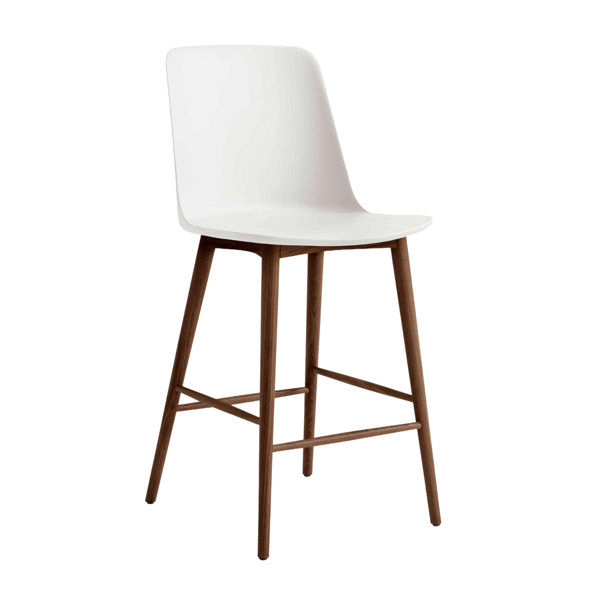 Barhocker RELY weiß mit Nussbaumfuß