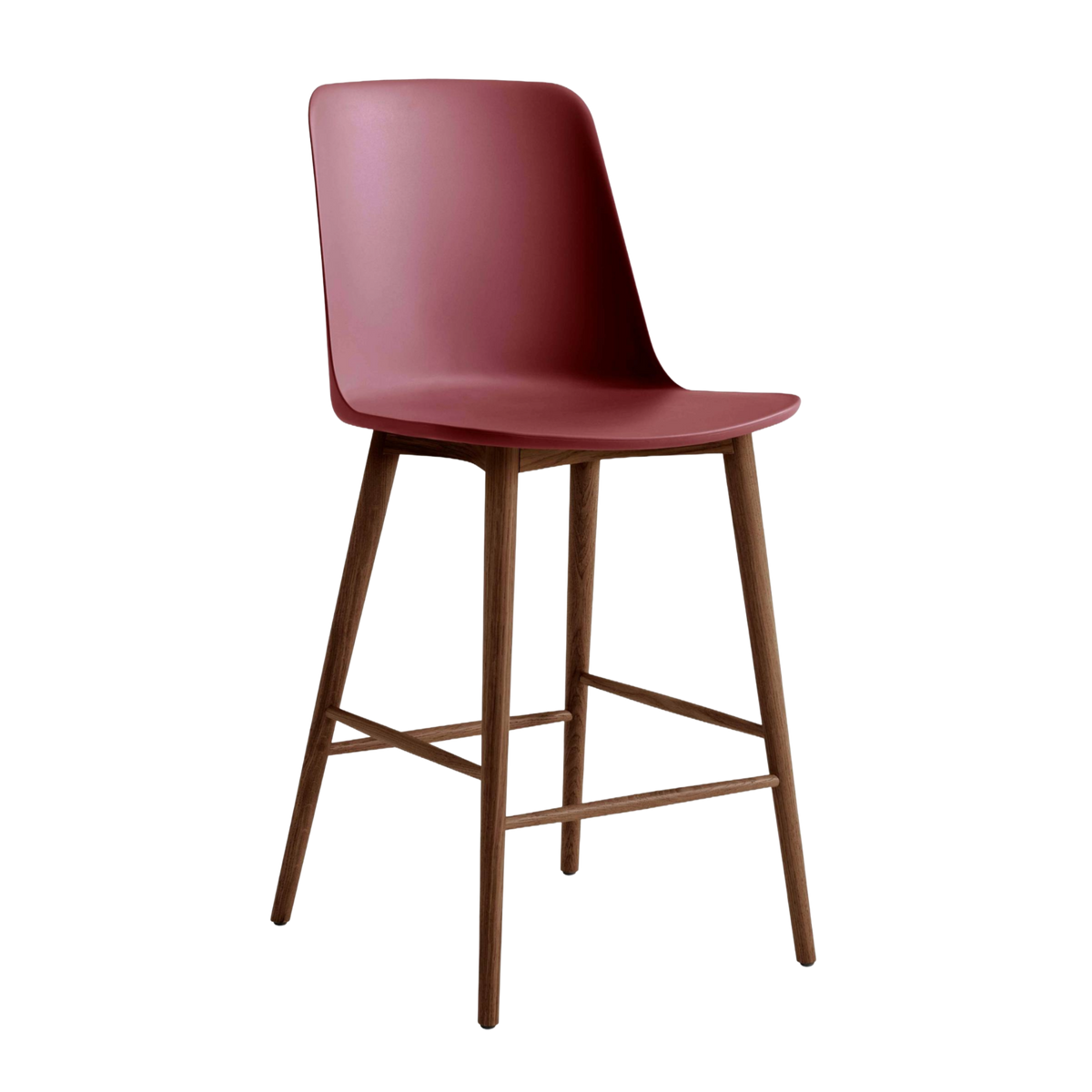 Barhocker RELY rot-braun mit Nussbaumfuß