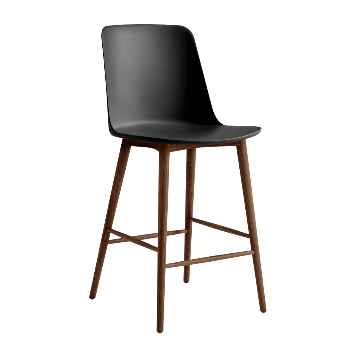 Barhocker RELY schwarz mit Nussbaumfuß