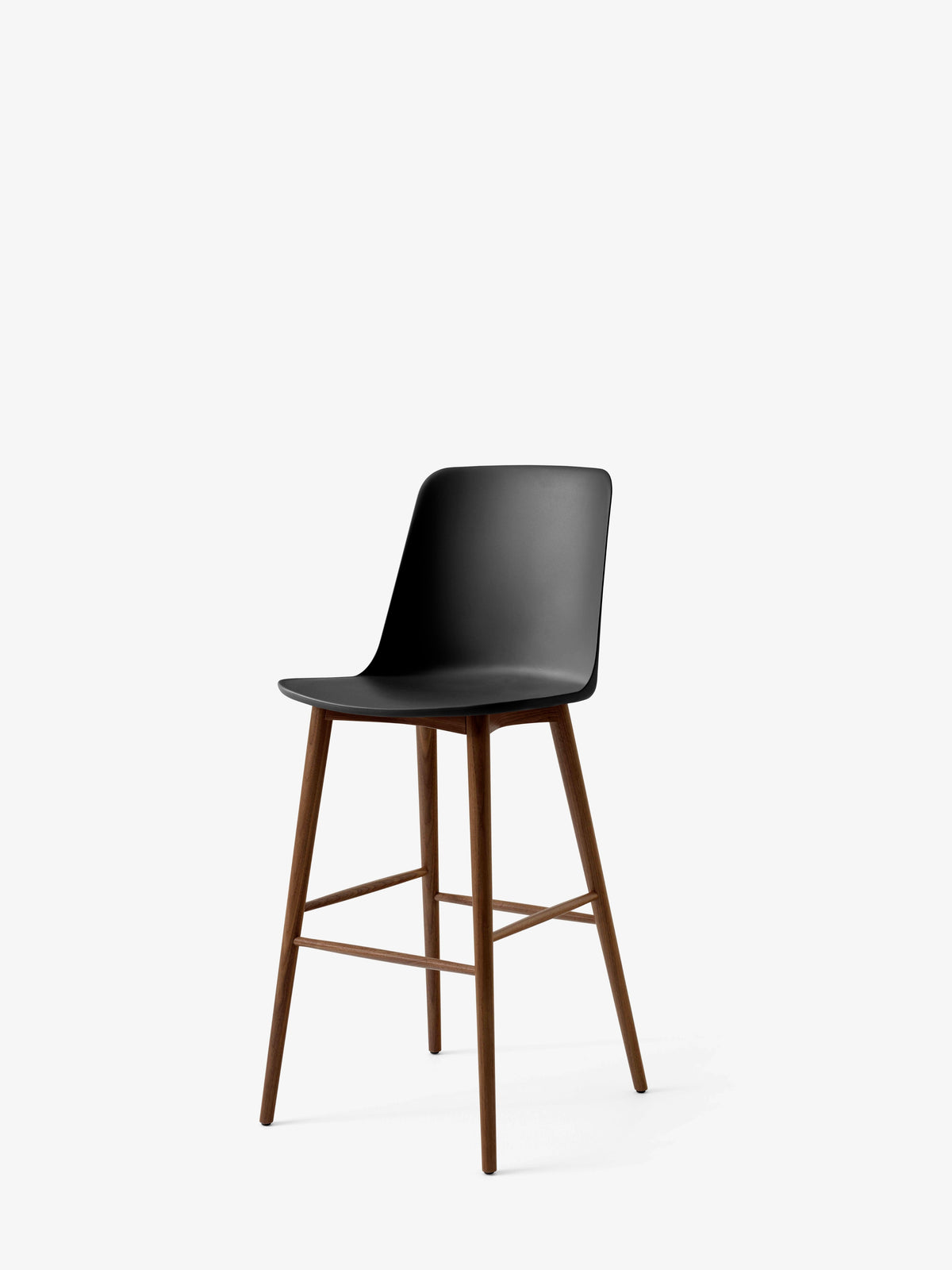 Barhocker RELY schwarz mit Nussbaumfuß