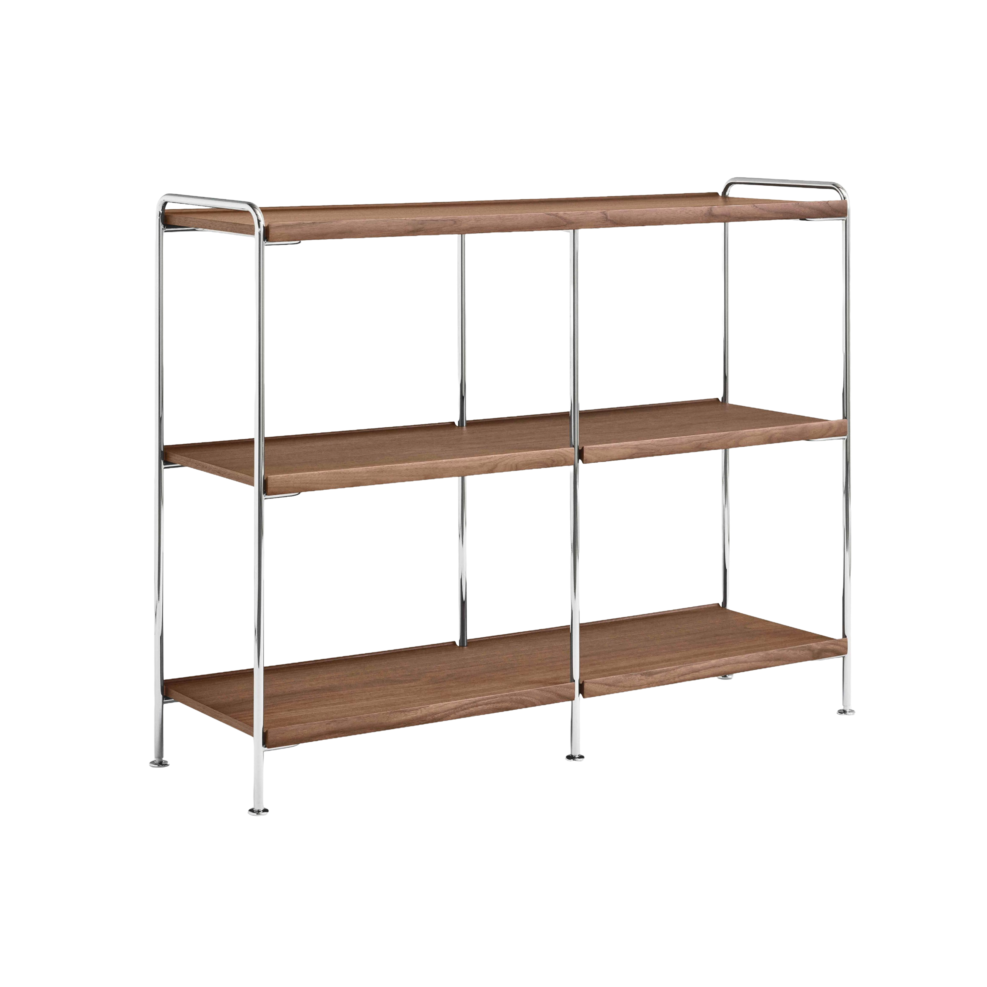 Regal ALIMA NDS5 verchromt mit Nussbaumholz