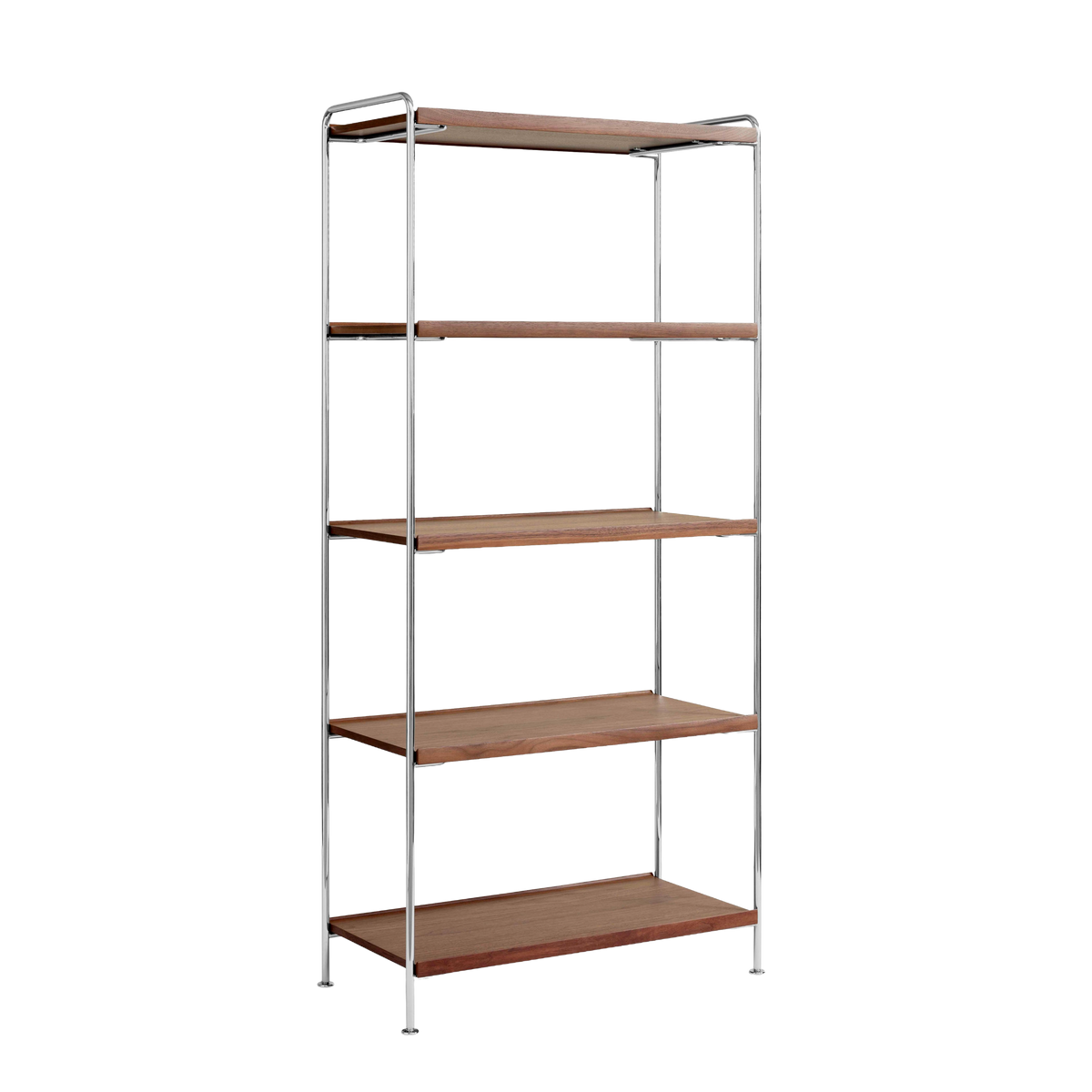 Regal ALIMA NDS6 verchromt mit Nussbaumholz