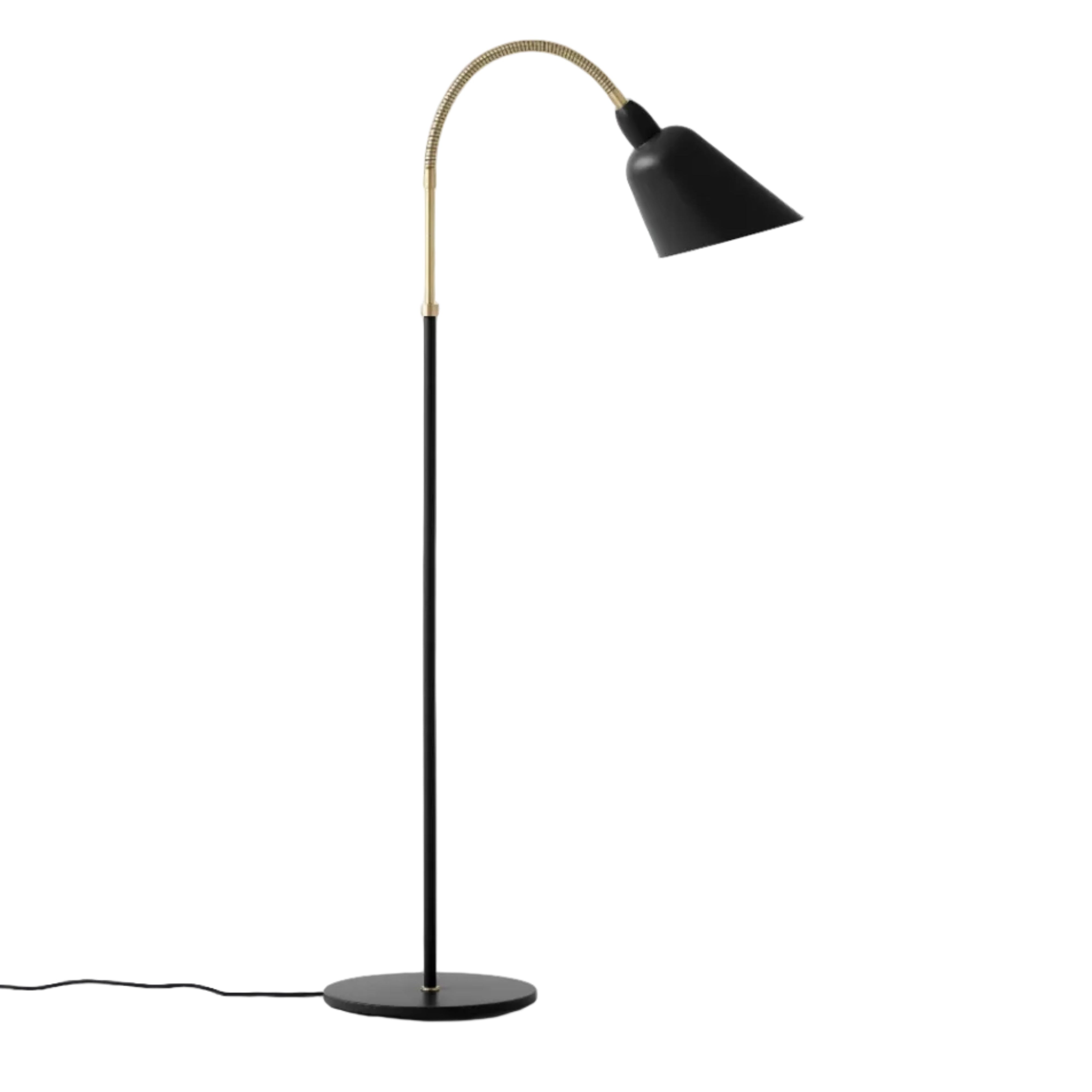 Stehlampe BELLEVUE AJ7 schwarz mit messingfarbener Oberfläche