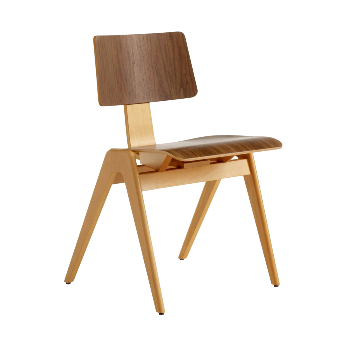 Stuhl DAYSTAK RD1 aus Buchenholz mit Nussbaum-Finish