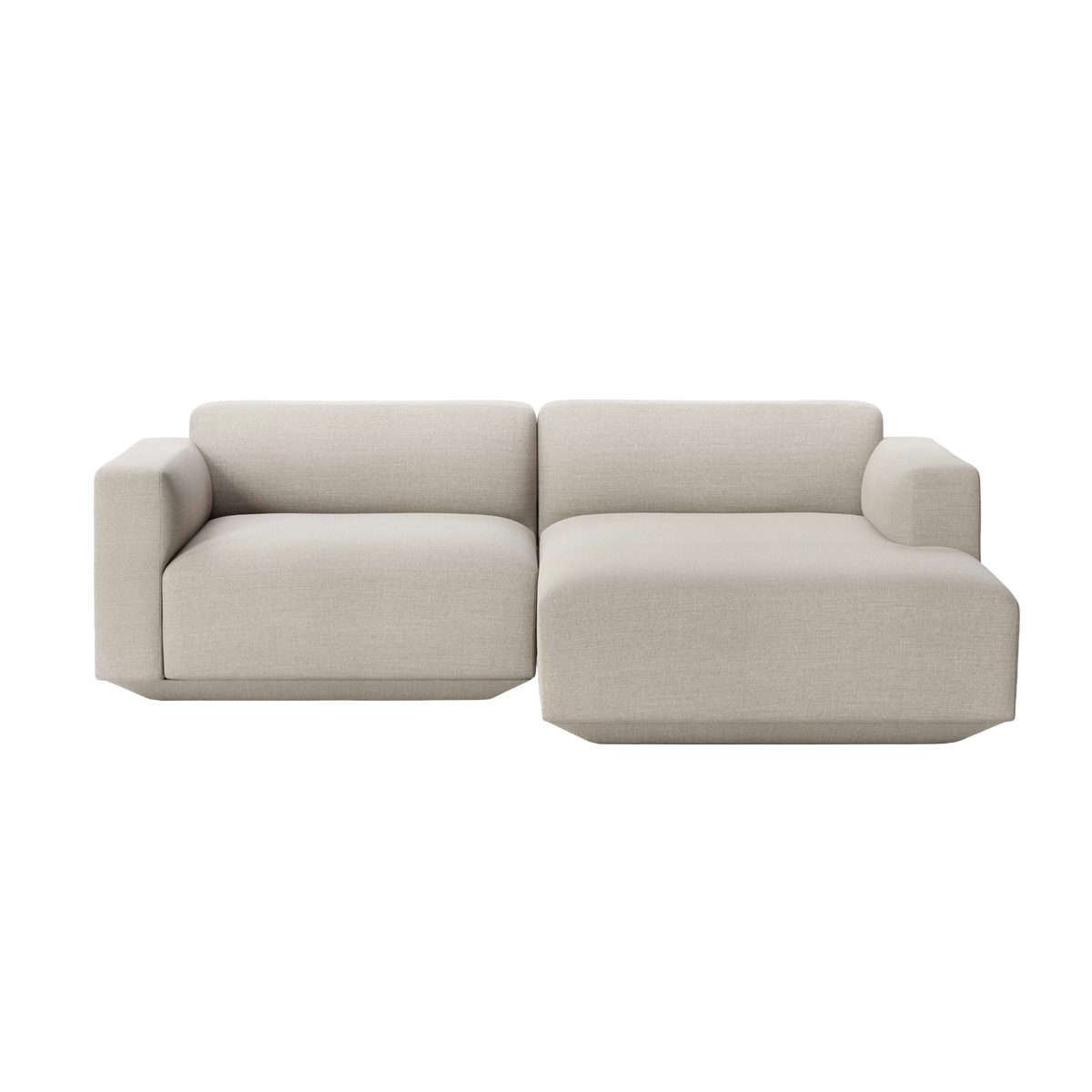 Rechtsseitige modulare 3-Sitzer-Couch DEVELIUS in Creme