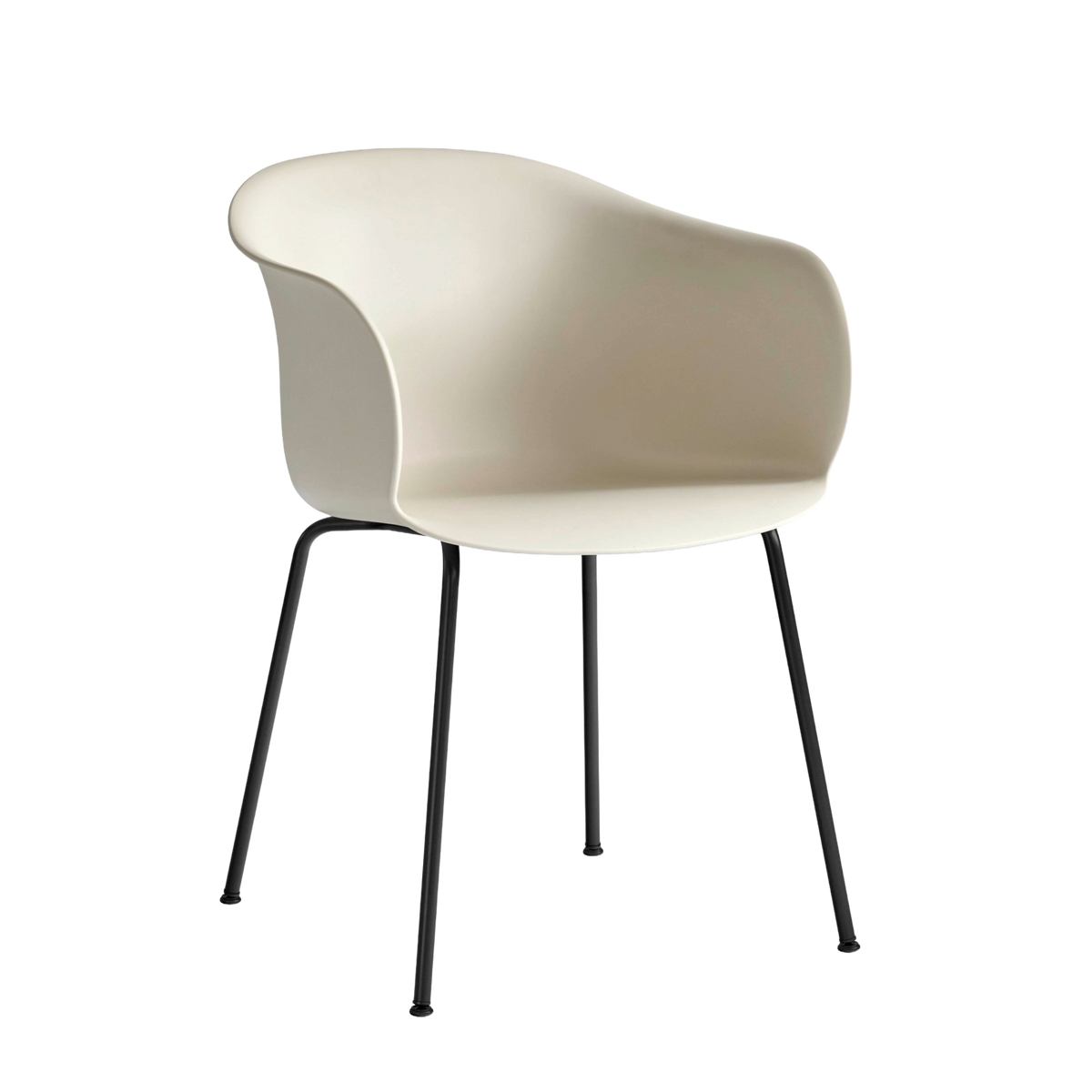 Stuhl ELEFY JH28 beige mit schwarzem Stahlgestell