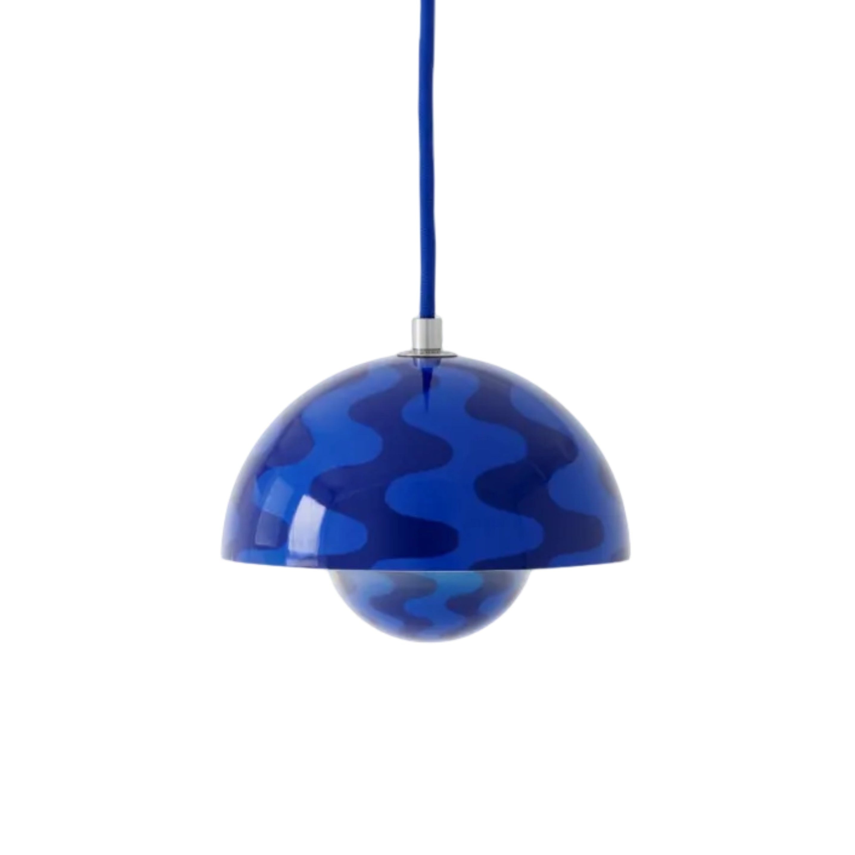 Pendelleuchte FLOWERPOT in blau-blauem Muster