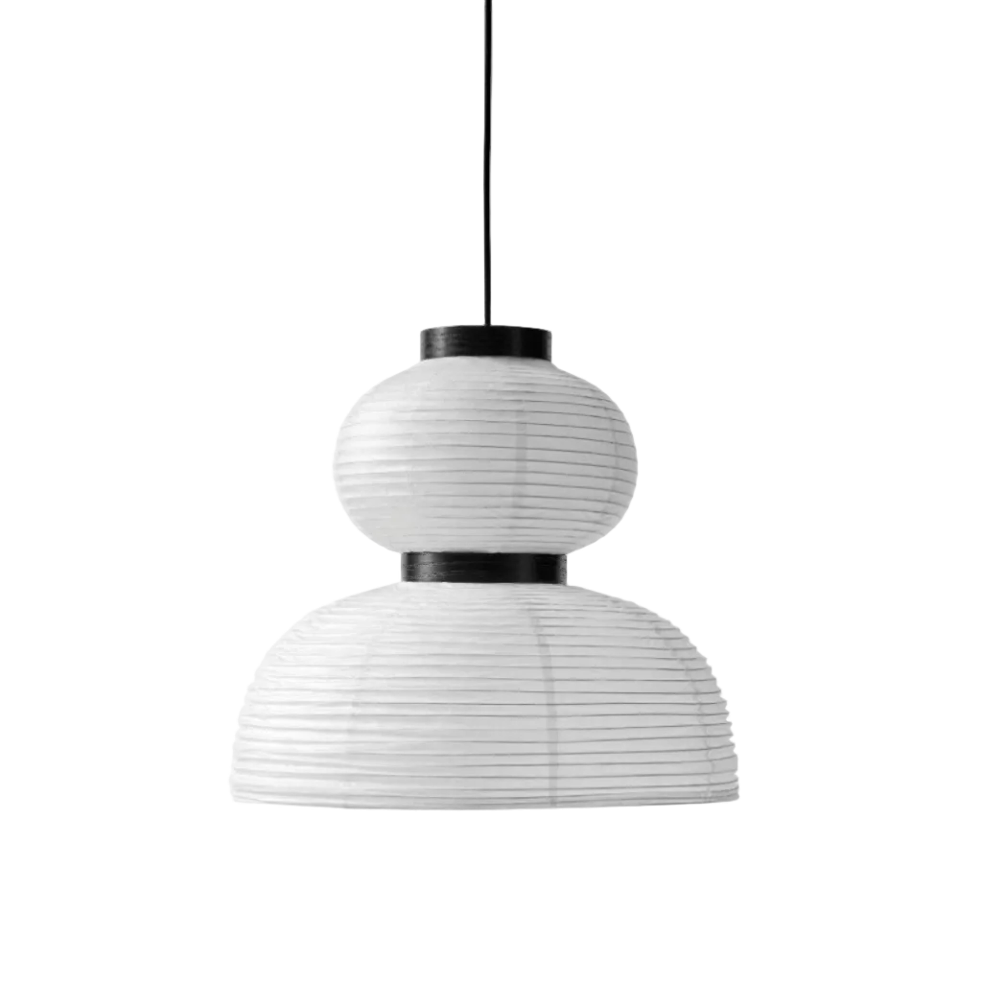 Hängelampe FORMAKAMI JH4 mit weißem Papier-Schirm und schwarzem Eichen-Finish