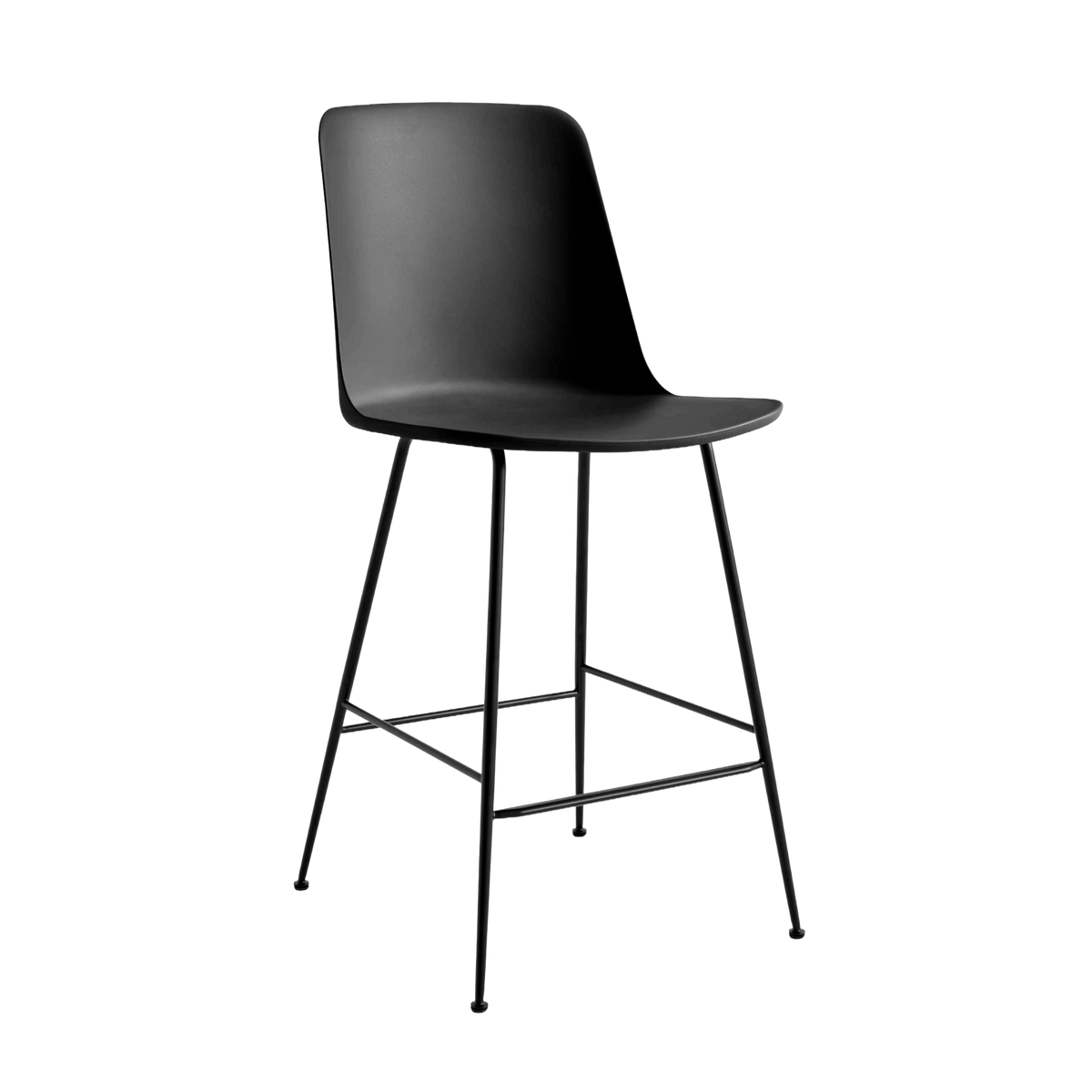 Barhocker RELY schwarz mit schwarzem Stahlgestell