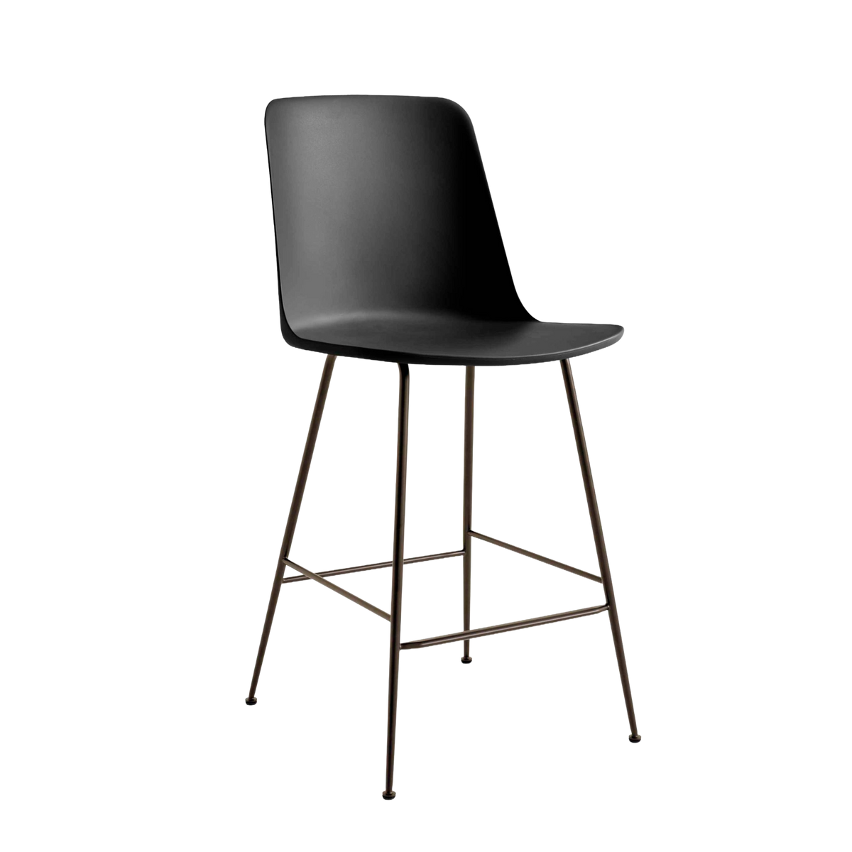 Barhocker RELY schwarz mit braunem Stahlgestell