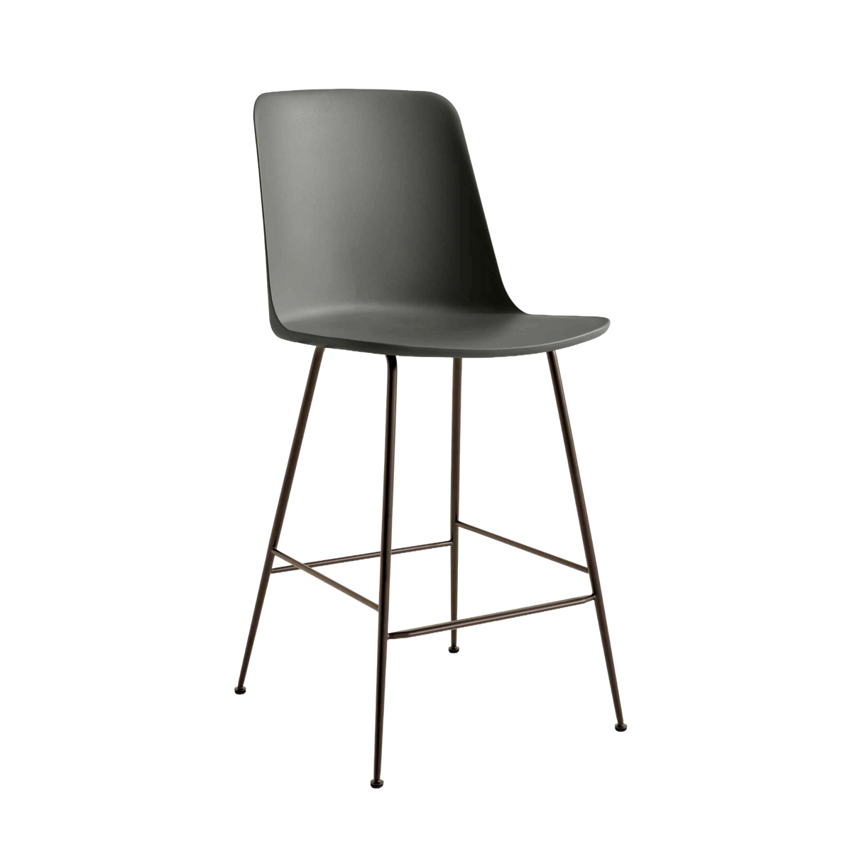 Barhocker RELY in Graphit mit braunem Stahlgestell