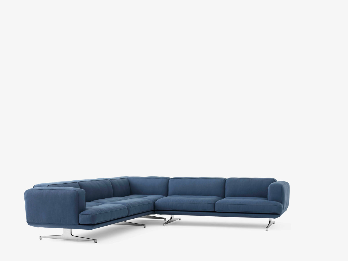 Symmetrische Eckcouch INLAND AV41 gepolstert mit Aluminiumgestell