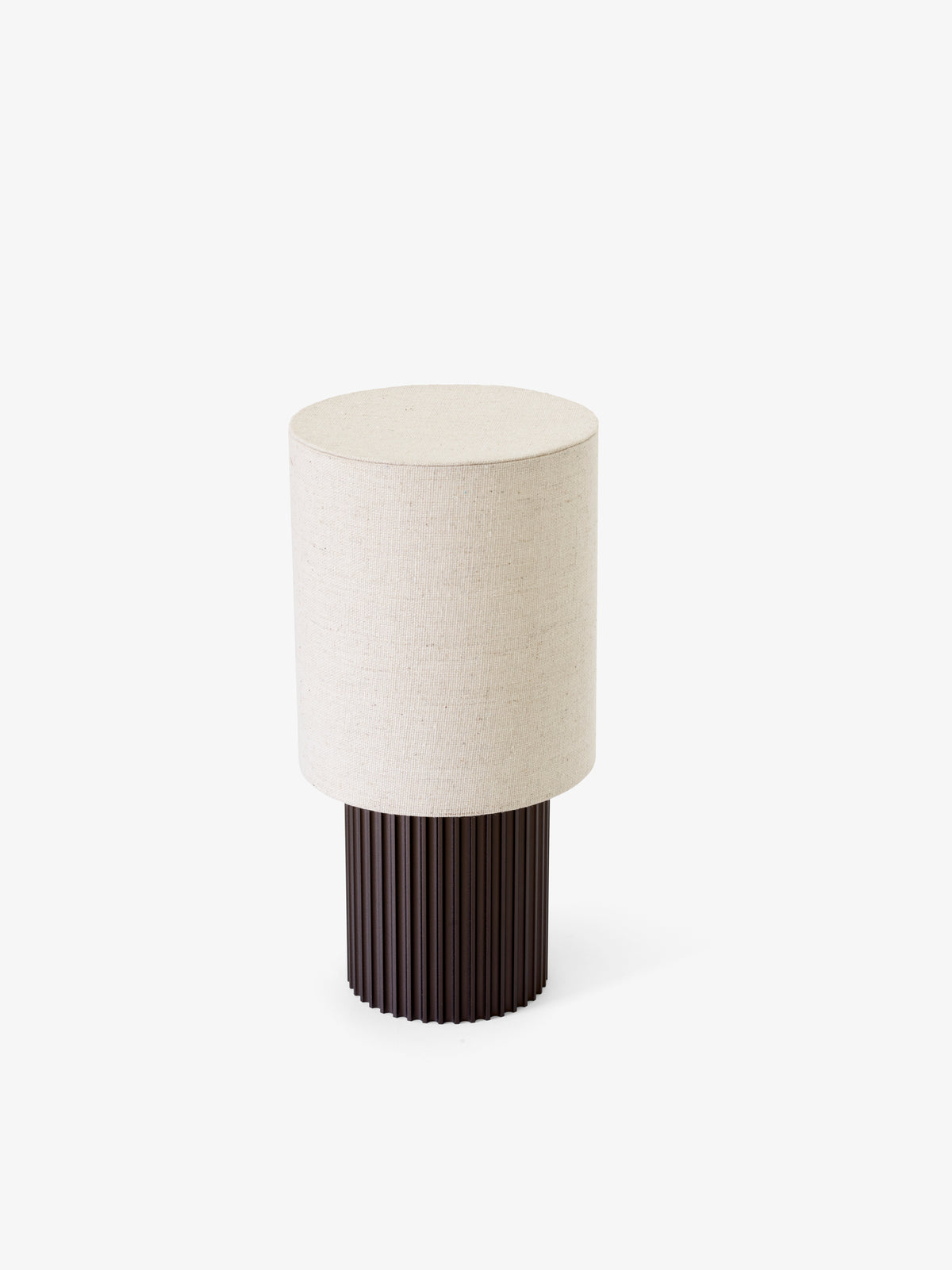 Tragbare Lampe MANHATTAN mit einem Stoffschirm und braunem Fuß