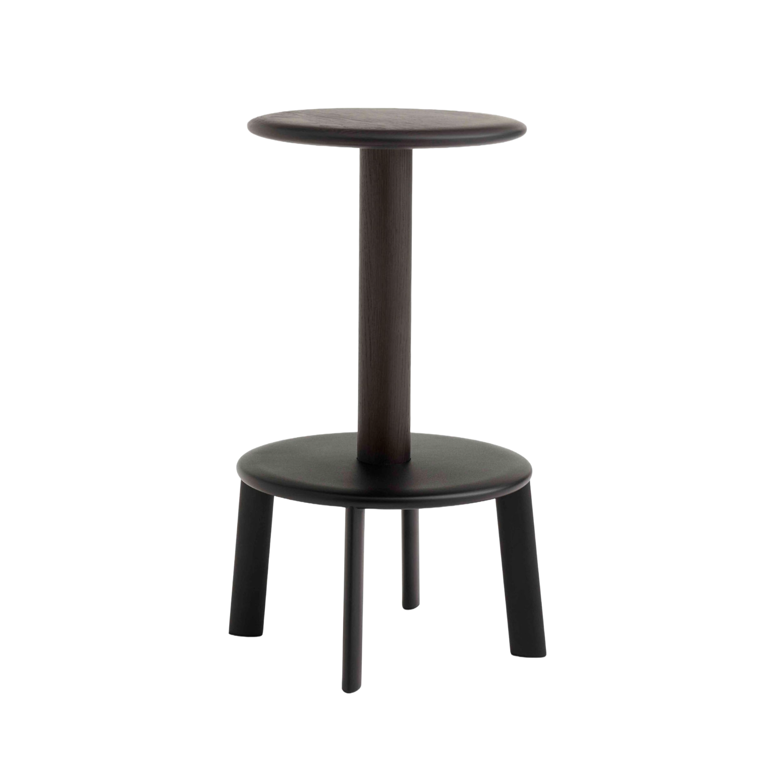 Hocker MASSIF schwarz lackierte Eiche mit Stahlbasis