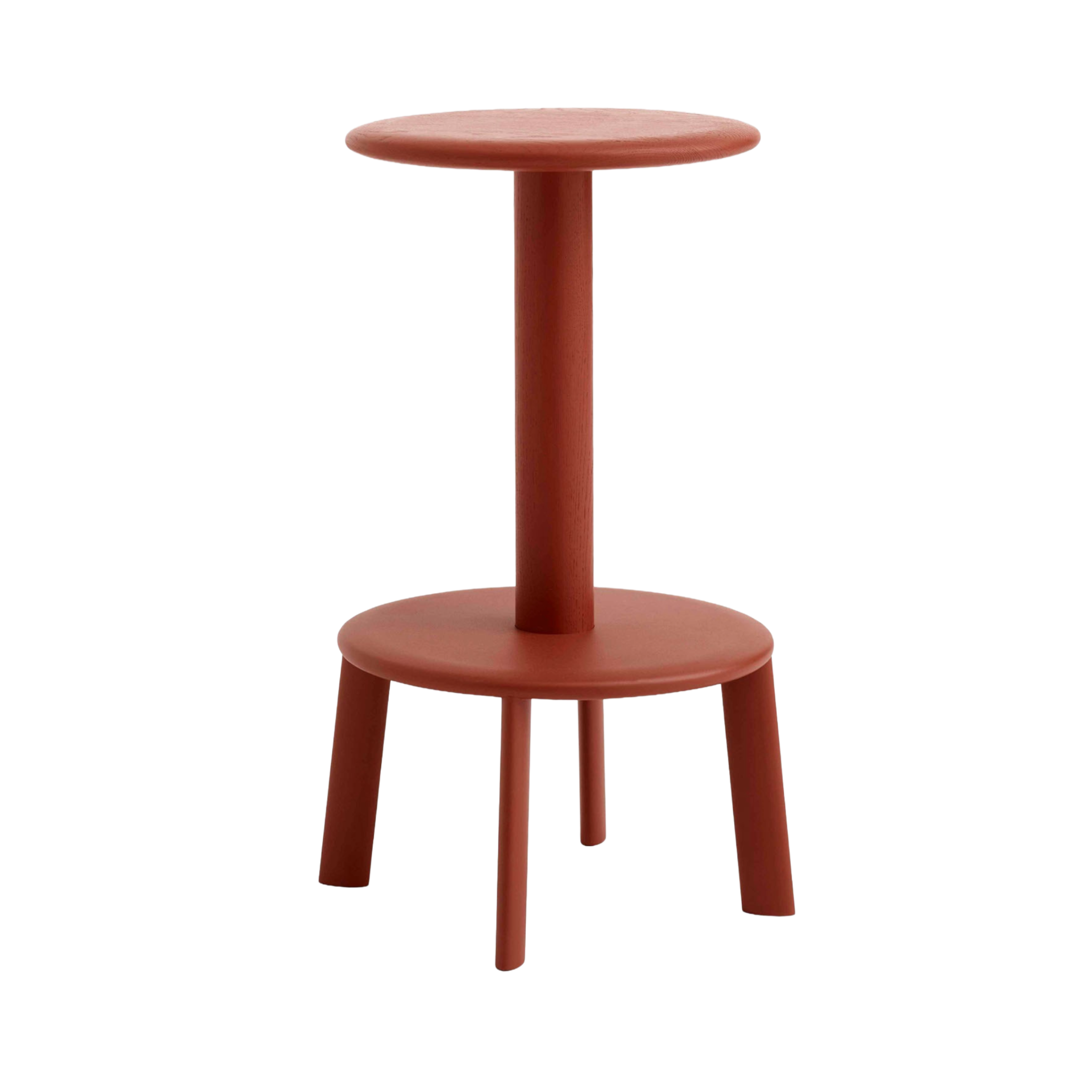 Hocker MASSIF rot lackierte Eiche mit Stahlbasis