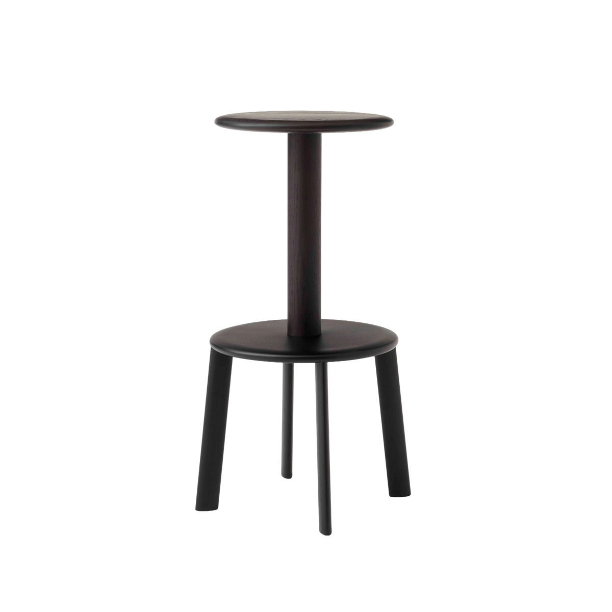 Hocker MASSIF schwarz lackierte Eiche mit Stahlbasis