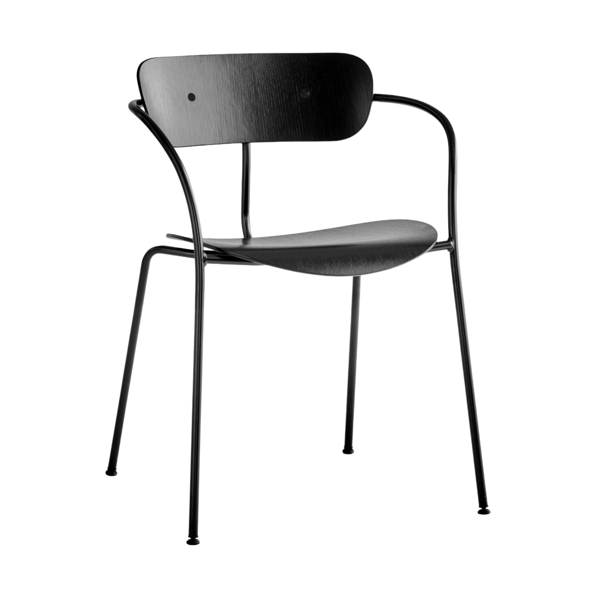 Stuhl mit Armlehnen PAVILION AV2 schwarz lackierte Eiche mit schwarzem Gestell