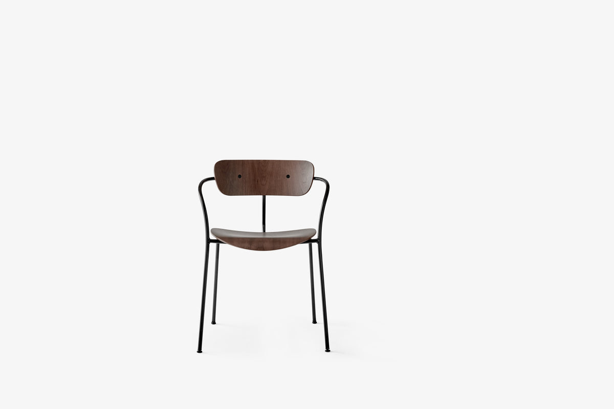 Sessel mit Armlehnen PAVILION AV2 lackierte Nussbaum mit schwarzem Gestell