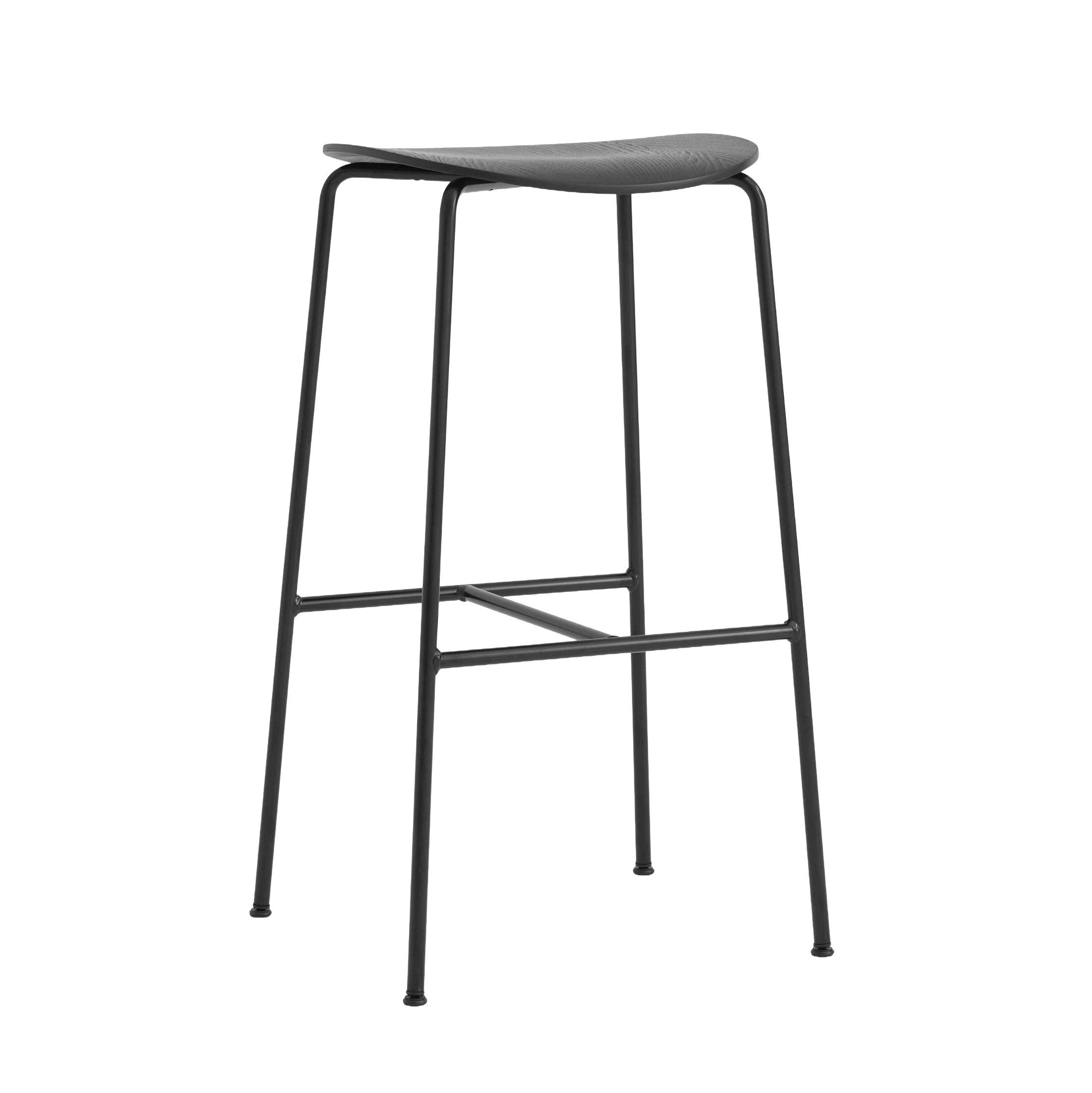 Hocker PAVILION schwarzes Eichenholz mit schwarzem Stahlgestell