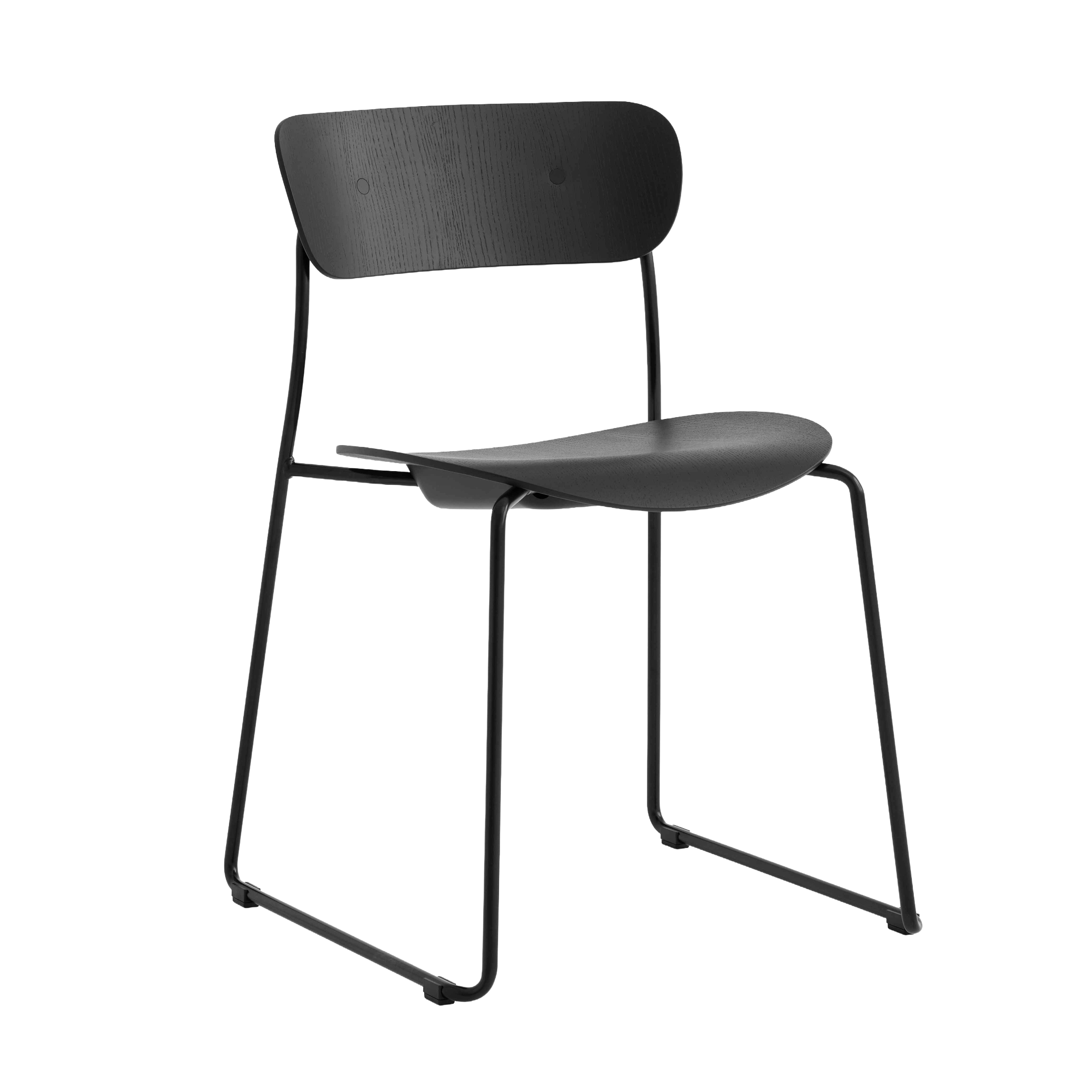 Stuhl PAVILION AV51 schwarz lackierte Eiche mit schwarzem Gestell