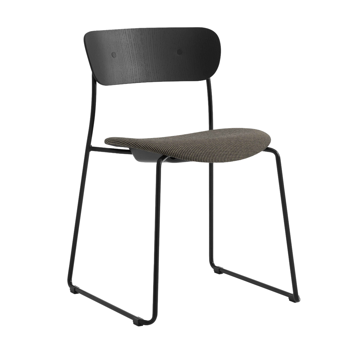 Stuhl PAVILION AV52 schwarzer lackierter Eiche mit gepolstertem Sitz und schwarzem Gestell