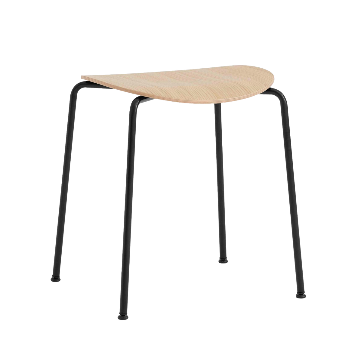 Hocker PAVILION AV36 aus Eichenholz mit schwarzem Stahlgestell