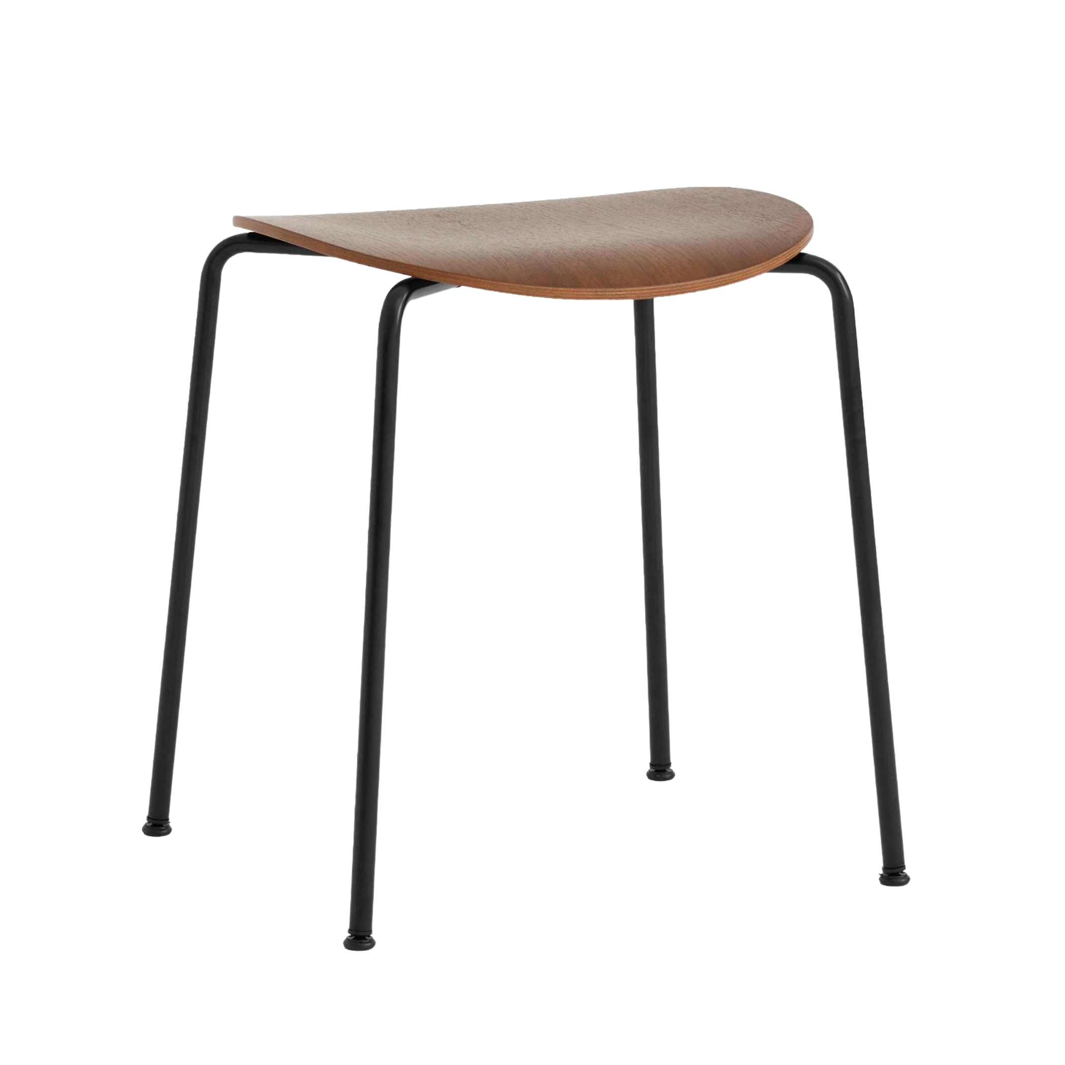 Hocker PAVILION AV36 aus Nussbaumholz mit schwarzem Stahlgestell