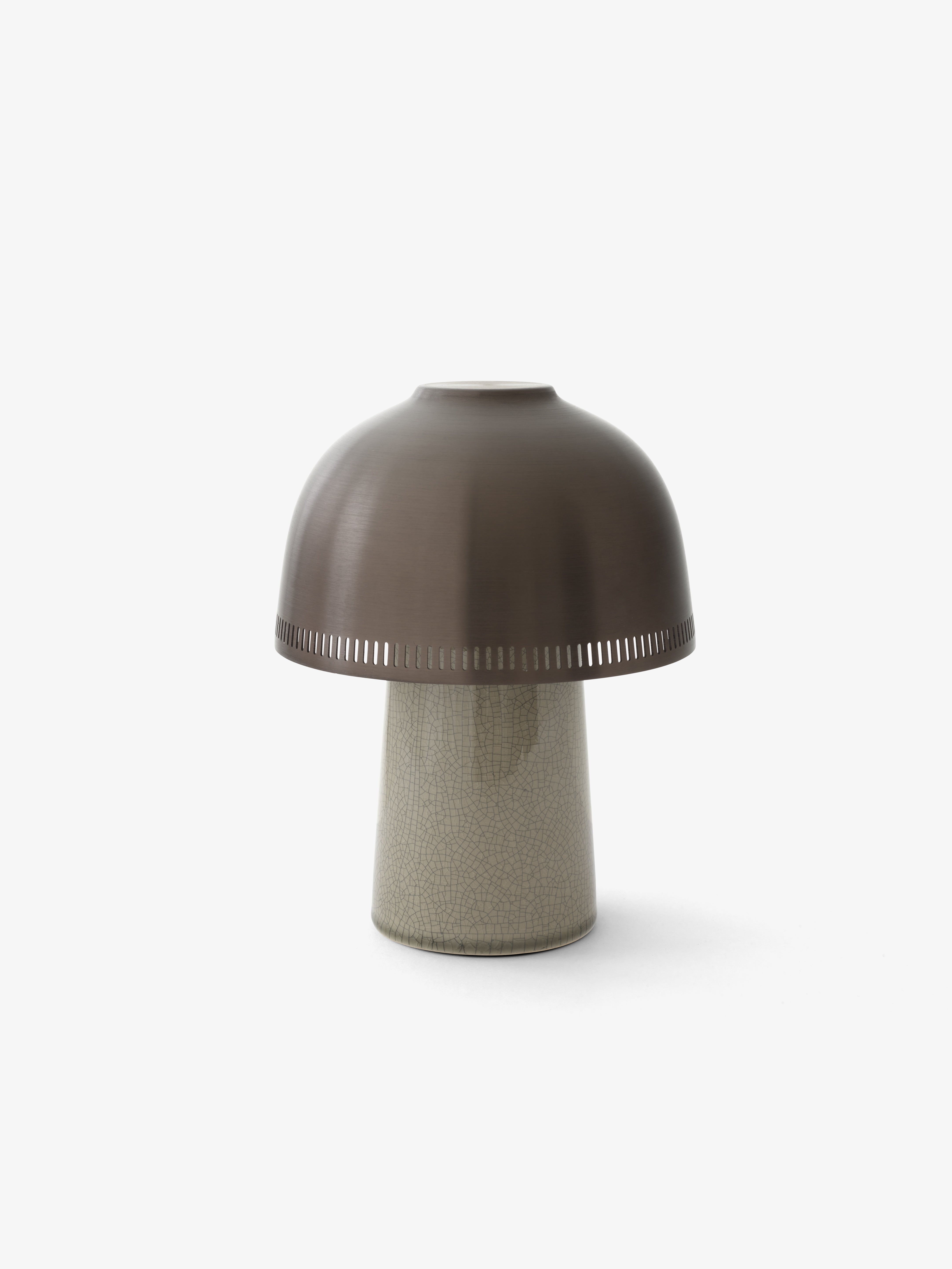 Tragbare Lampe RAKU SH8 mit braunem Schirm und beigem Sockel