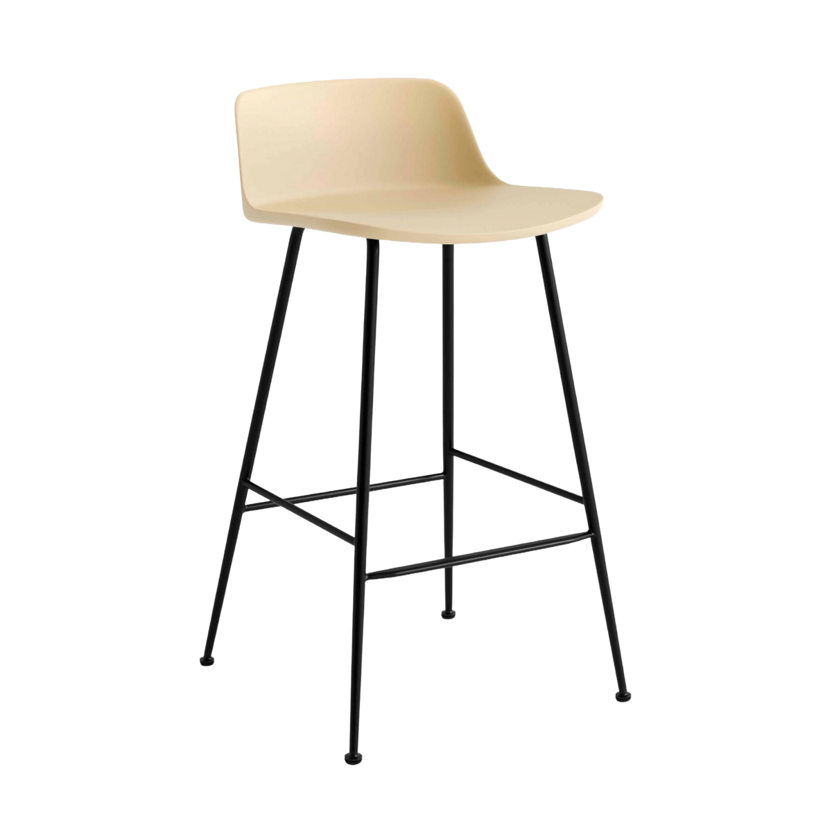 Hocker RELY sandfarben mit schwarzem Stahlgestell