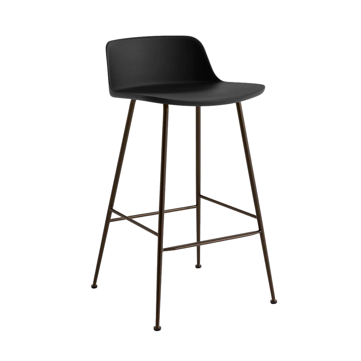 Hocker RELY schwarz mit braunem Stahlgestell