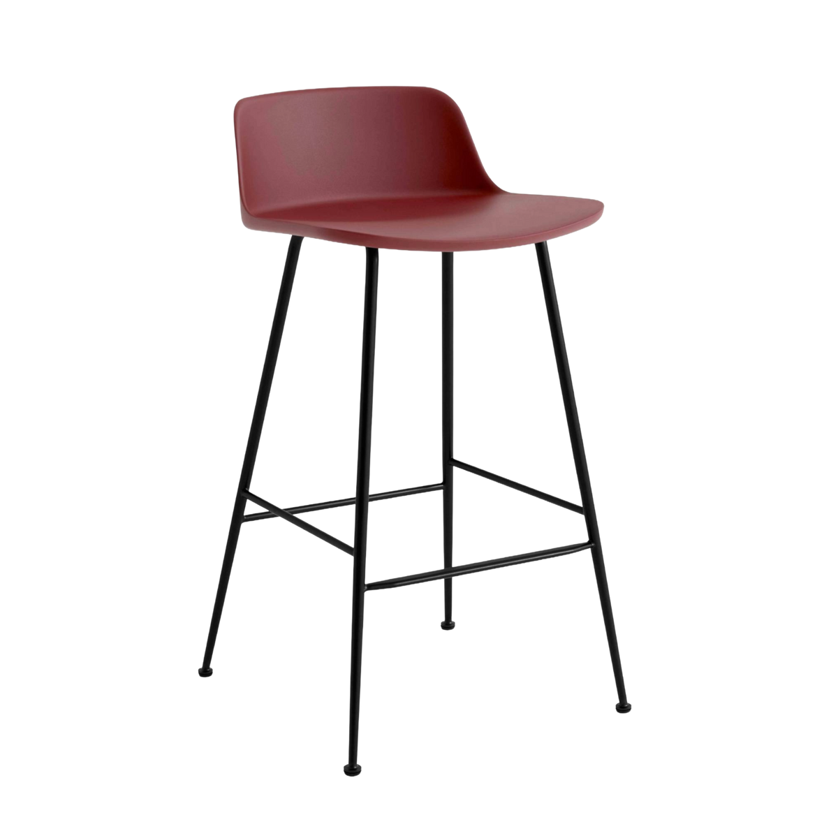 Hocker RELY rotbraun mit schwarzem Stahlgestell