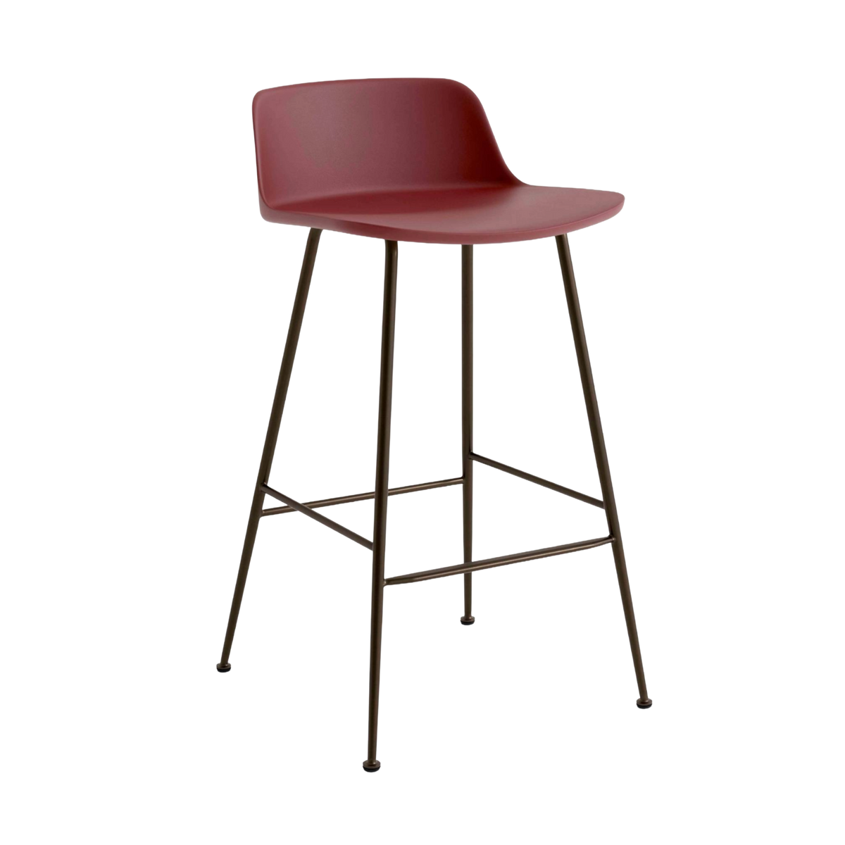 Hocker RELY rotbraun mit braunem Stahlgestell