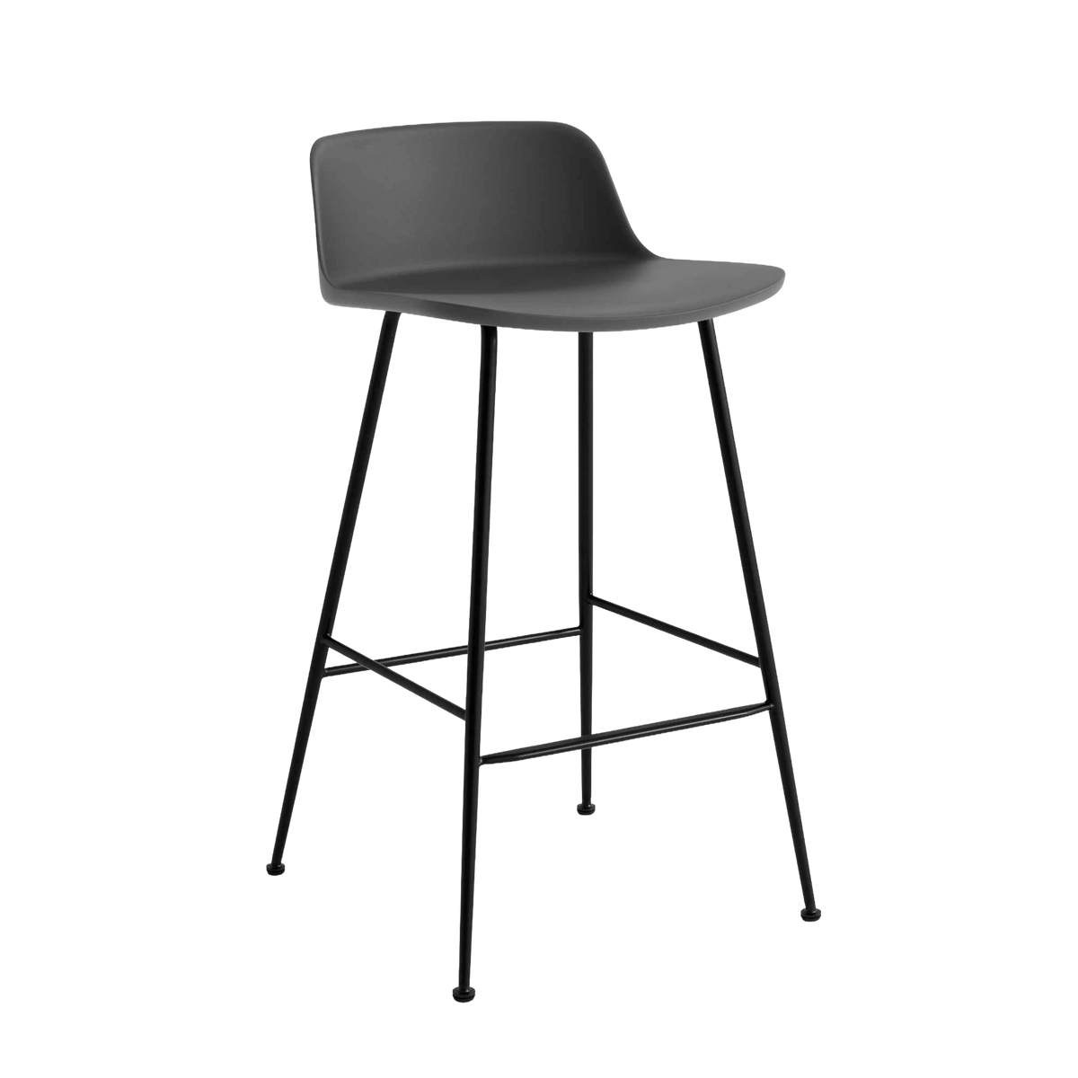 Hocker RELY graphitgrau mit schwarzem Stahlgestell